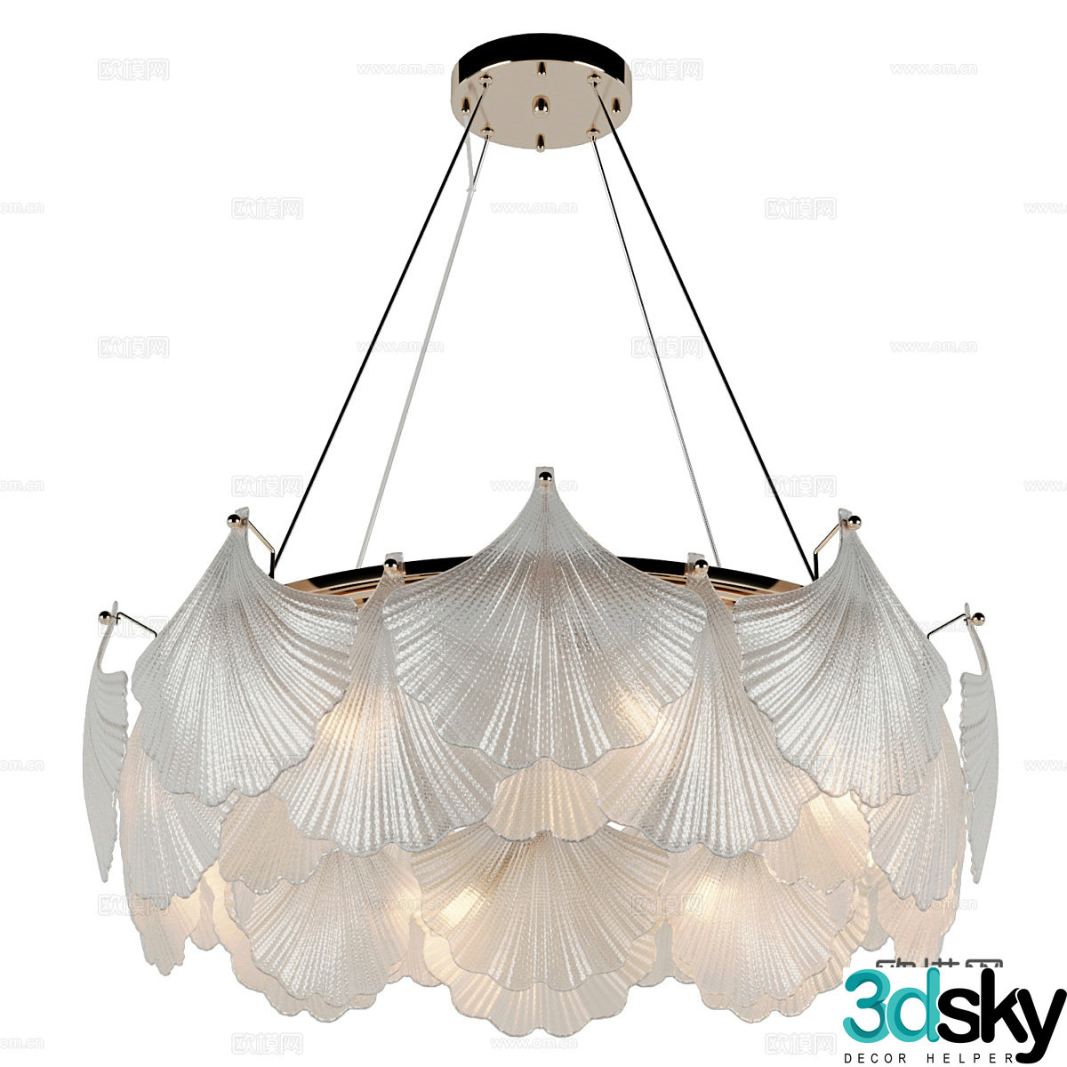 New Chinese style light luxury Lampatron Ginkgo Leaf Decorative Chandelier 3D Model