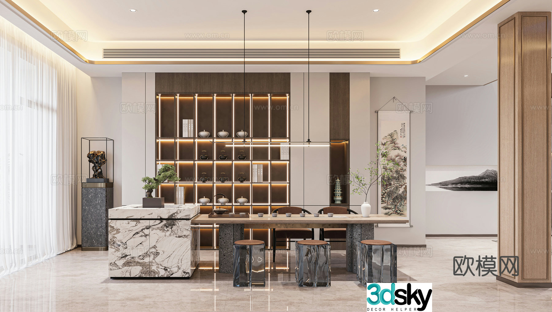 New Chinese tea room 3D model