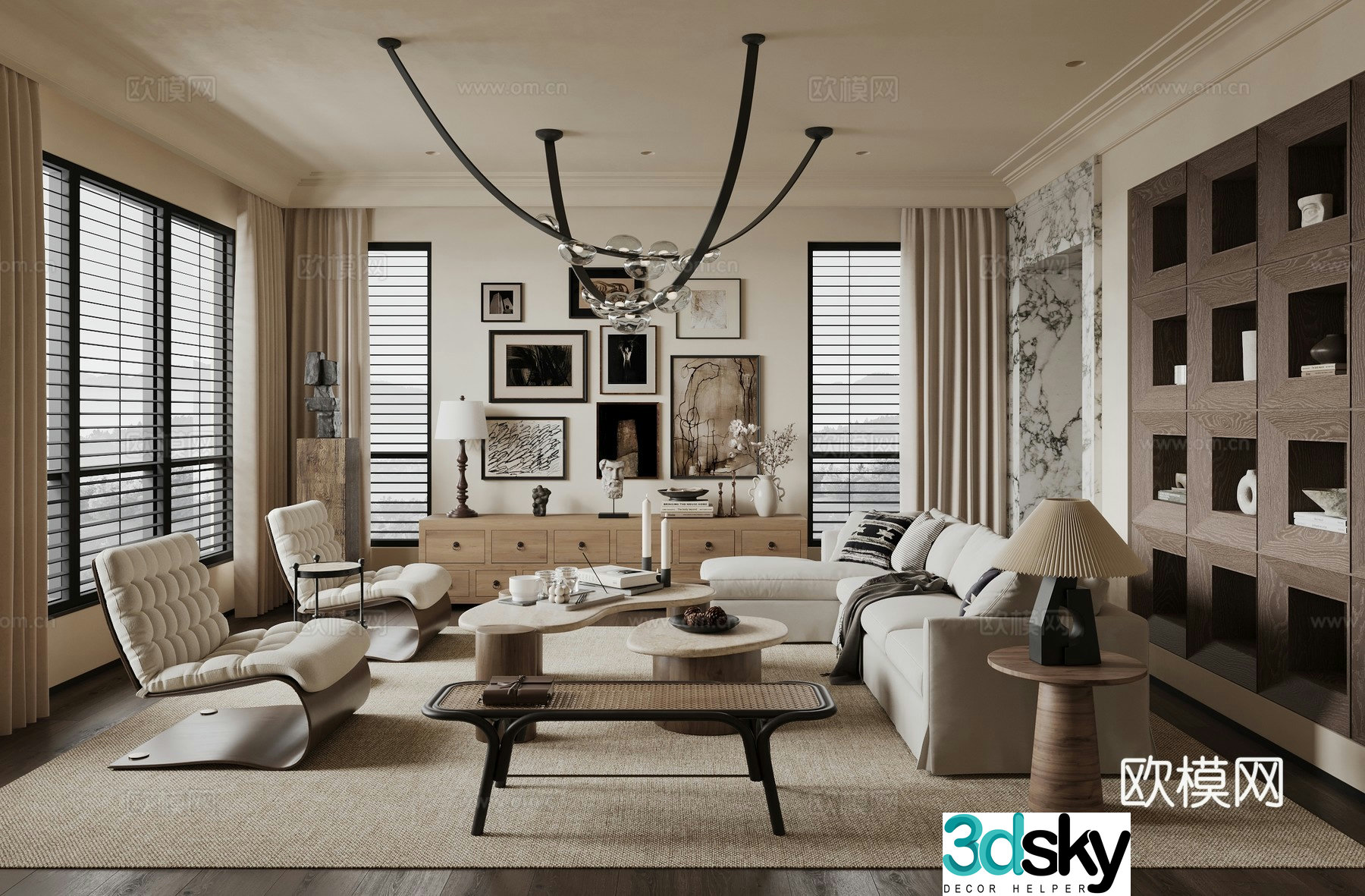 American medieval home living room 3d model