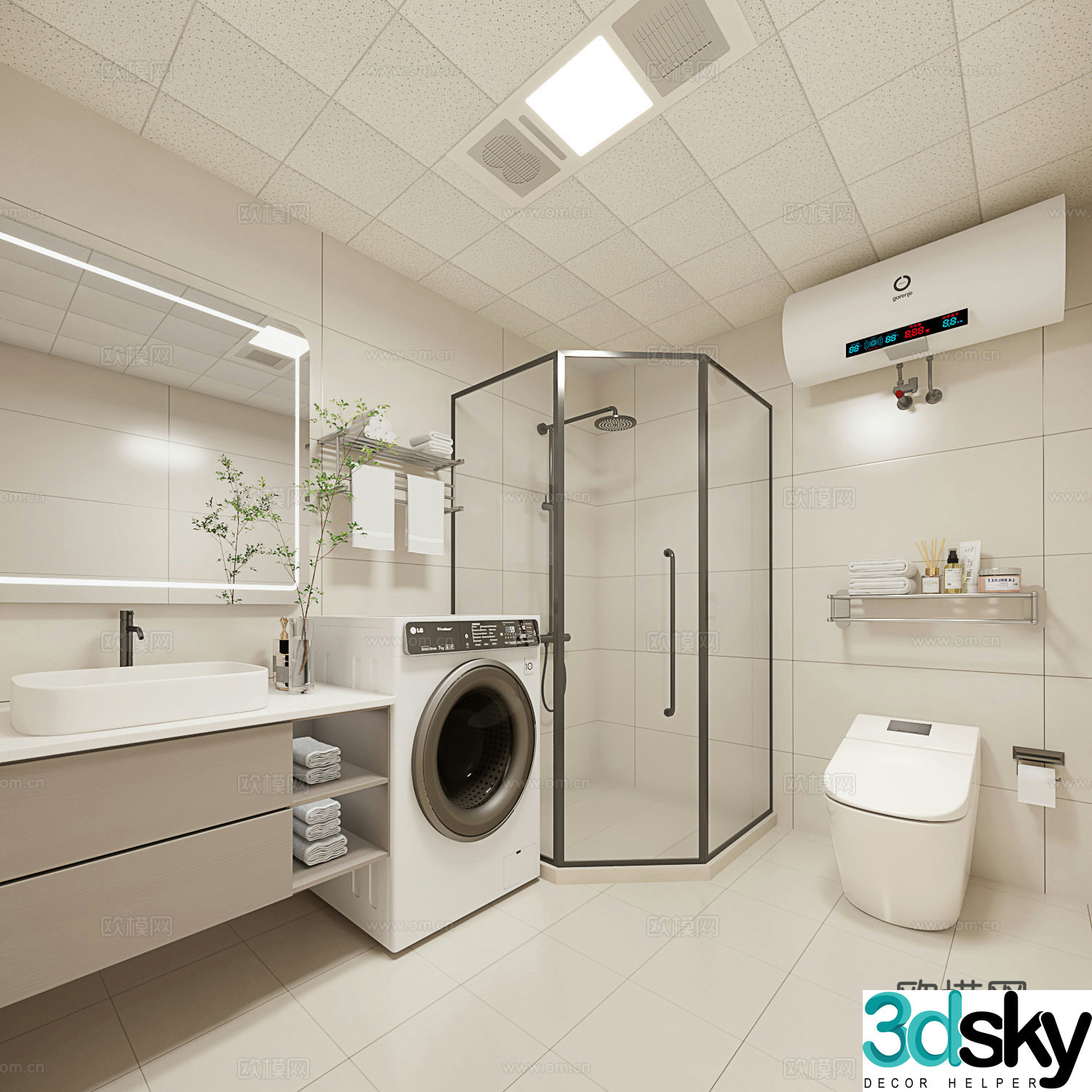 Modern minimalist bathroom 3d model