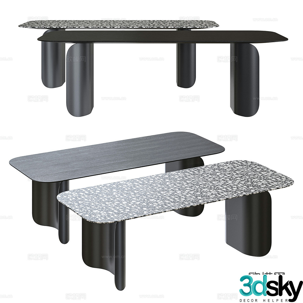 Modern Italian Miniforms Barry Dining Table 3D Model