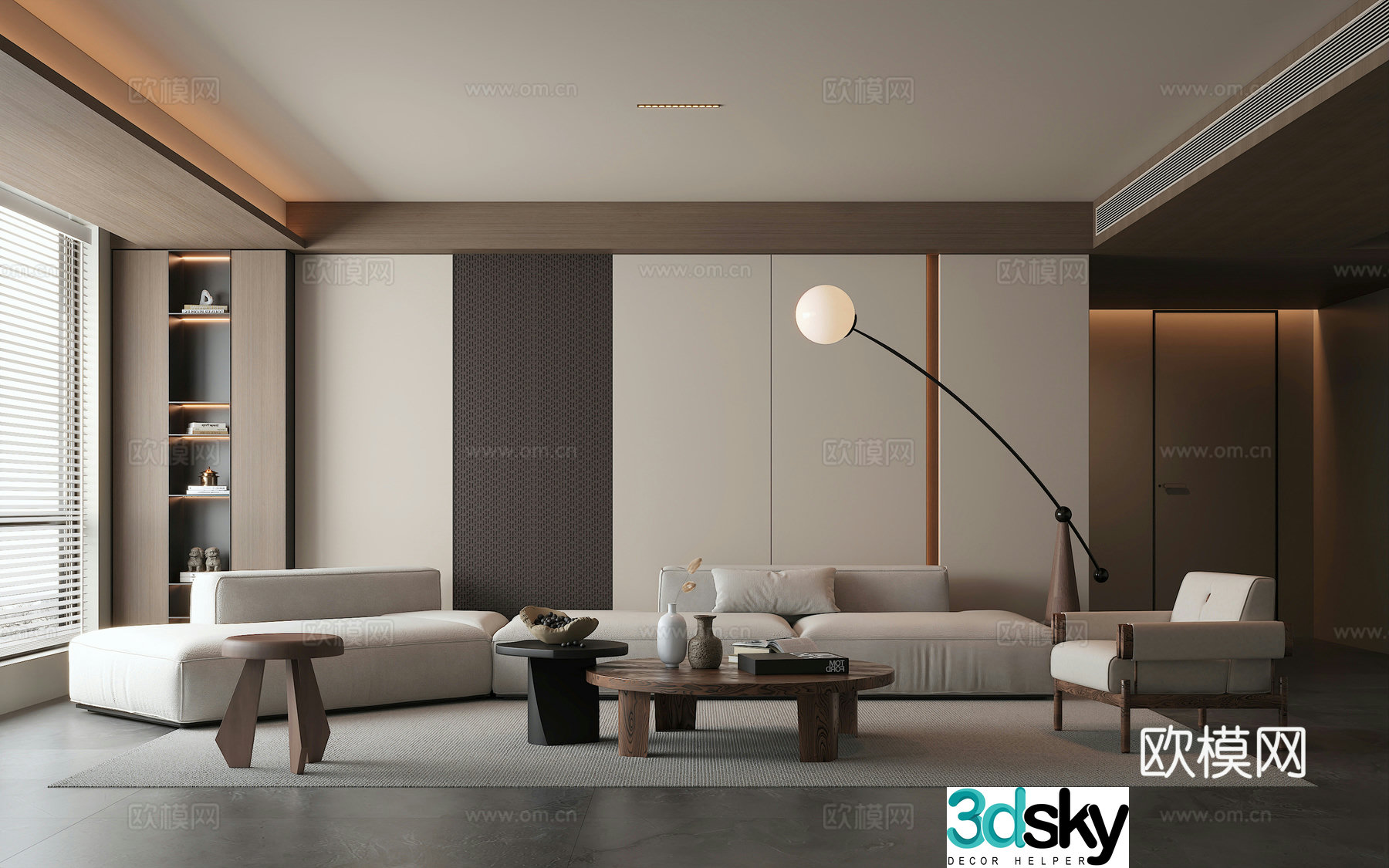 Middle style living room sofa combination corner sofa special-shaped sofa 3D model