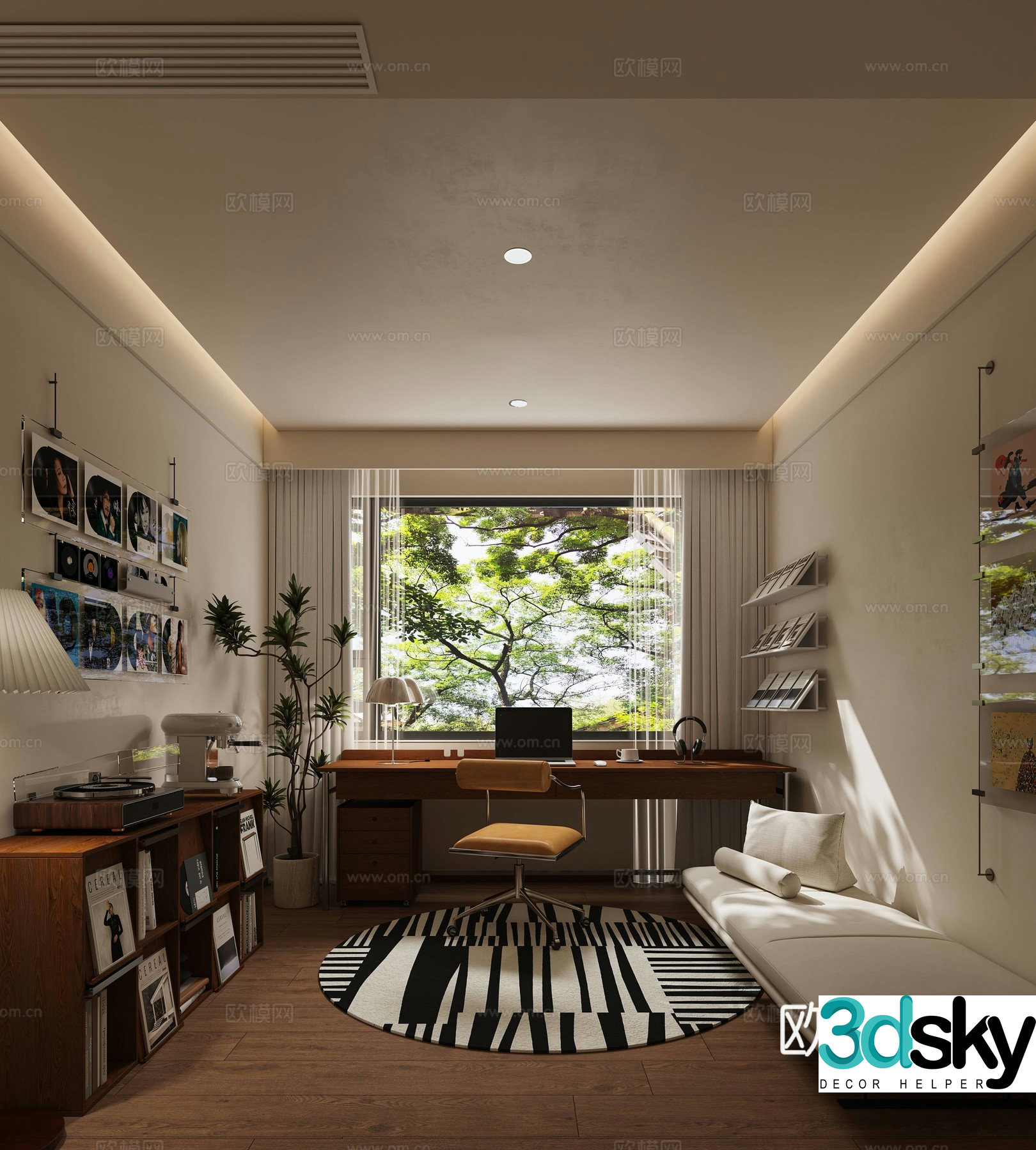 Middle-aged study room 3D model