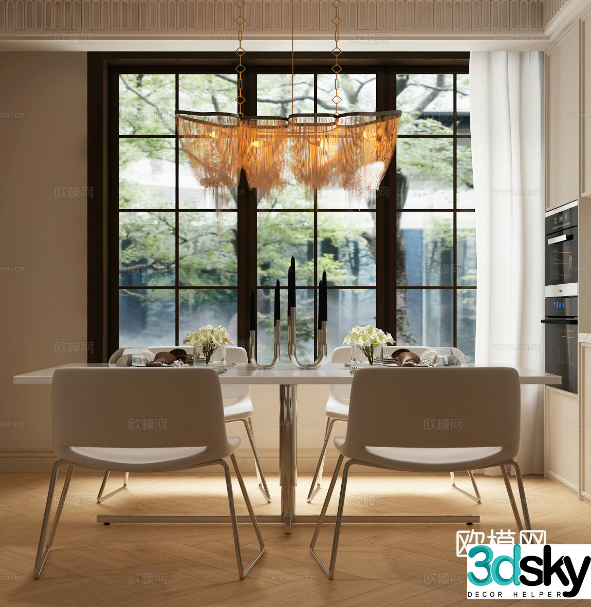 Modern Italian restaurant Modern minimalist restaurant Minimalist dining table and chair combination 3D model