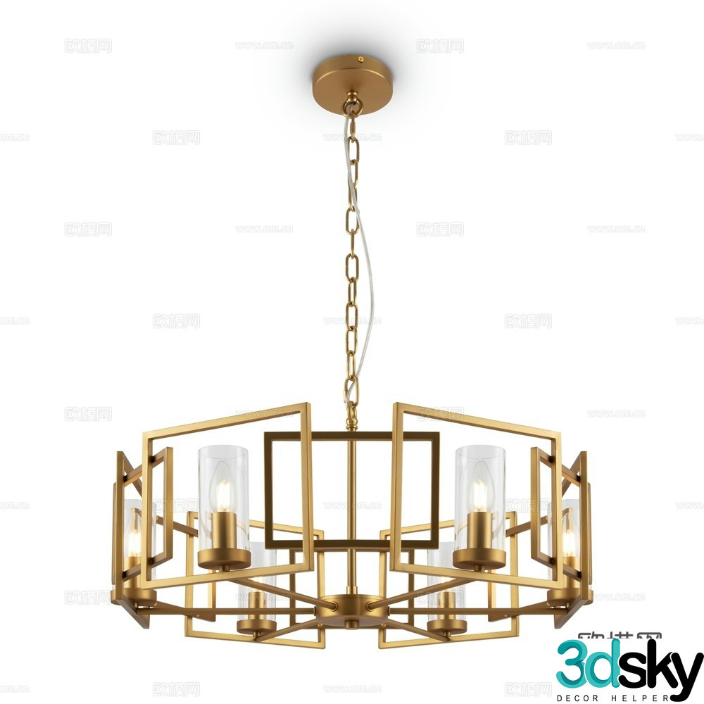 Modern light luxury metal multi-head chandelier 3d model