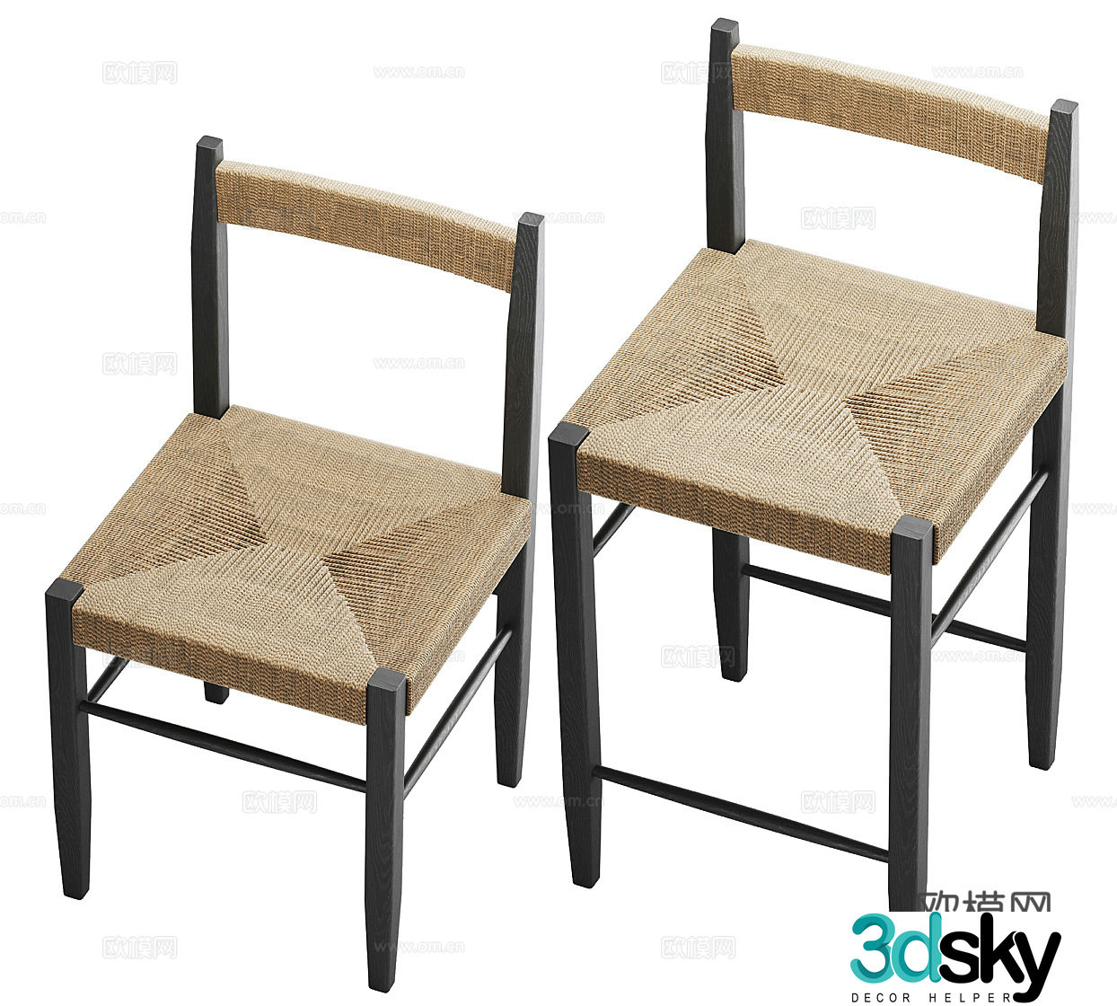 Wasabi wind single chair Wasabi wind bar chair Rattan bar chair Rattan bar chair Rattan single chair Rattan dining chair B&B single 3D model