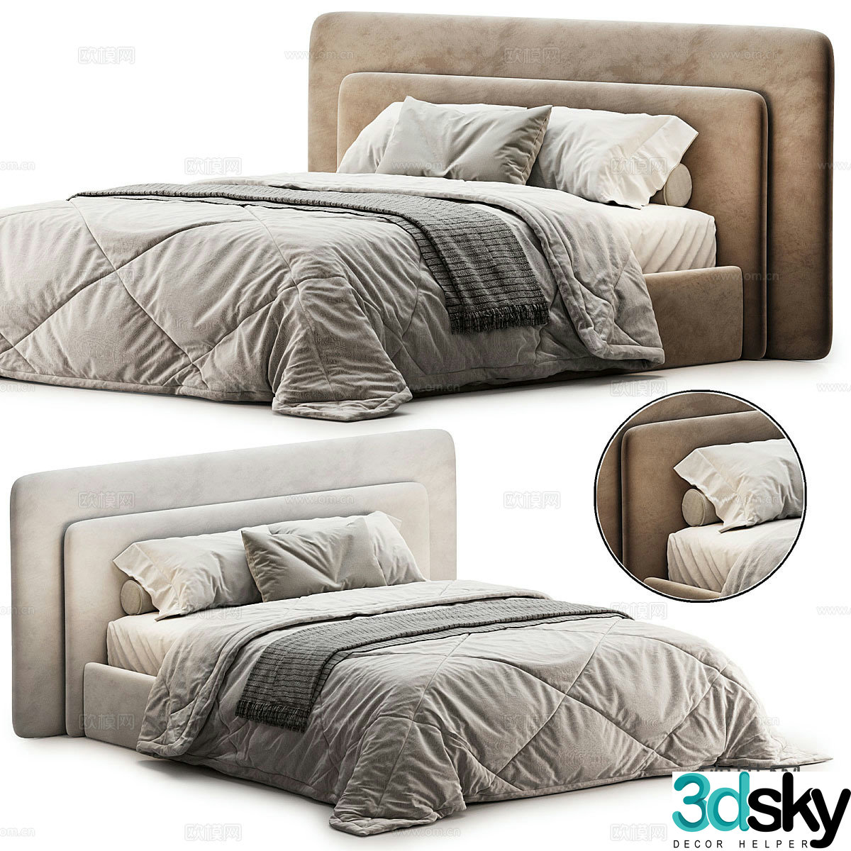 Modern Dg-Home fabric double bed 3D model