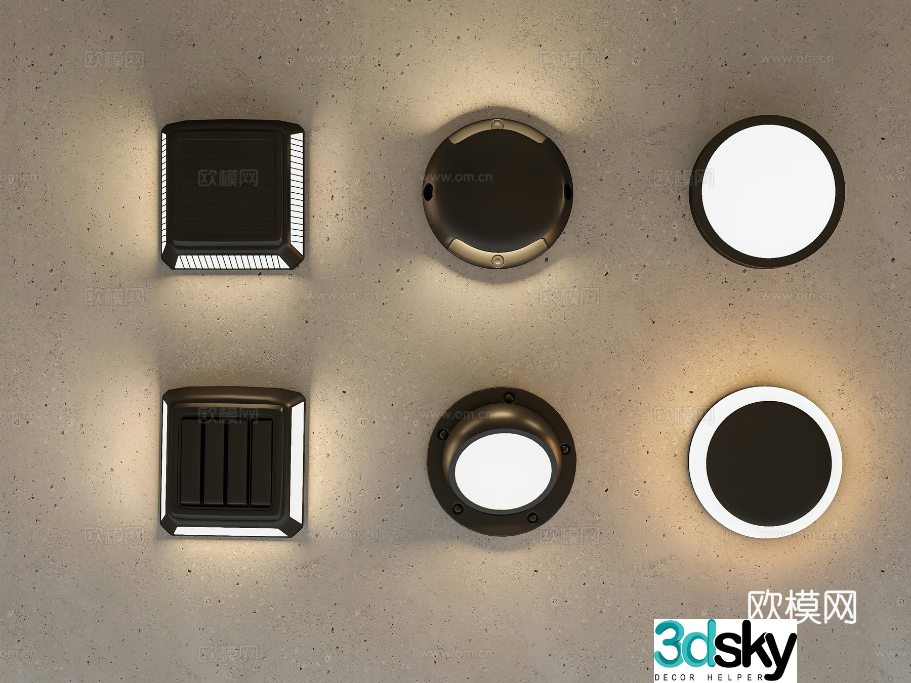 Modern outdoor wall lights Simple wall lights Square box wall lights Corridor lights Aisle lights 3D model