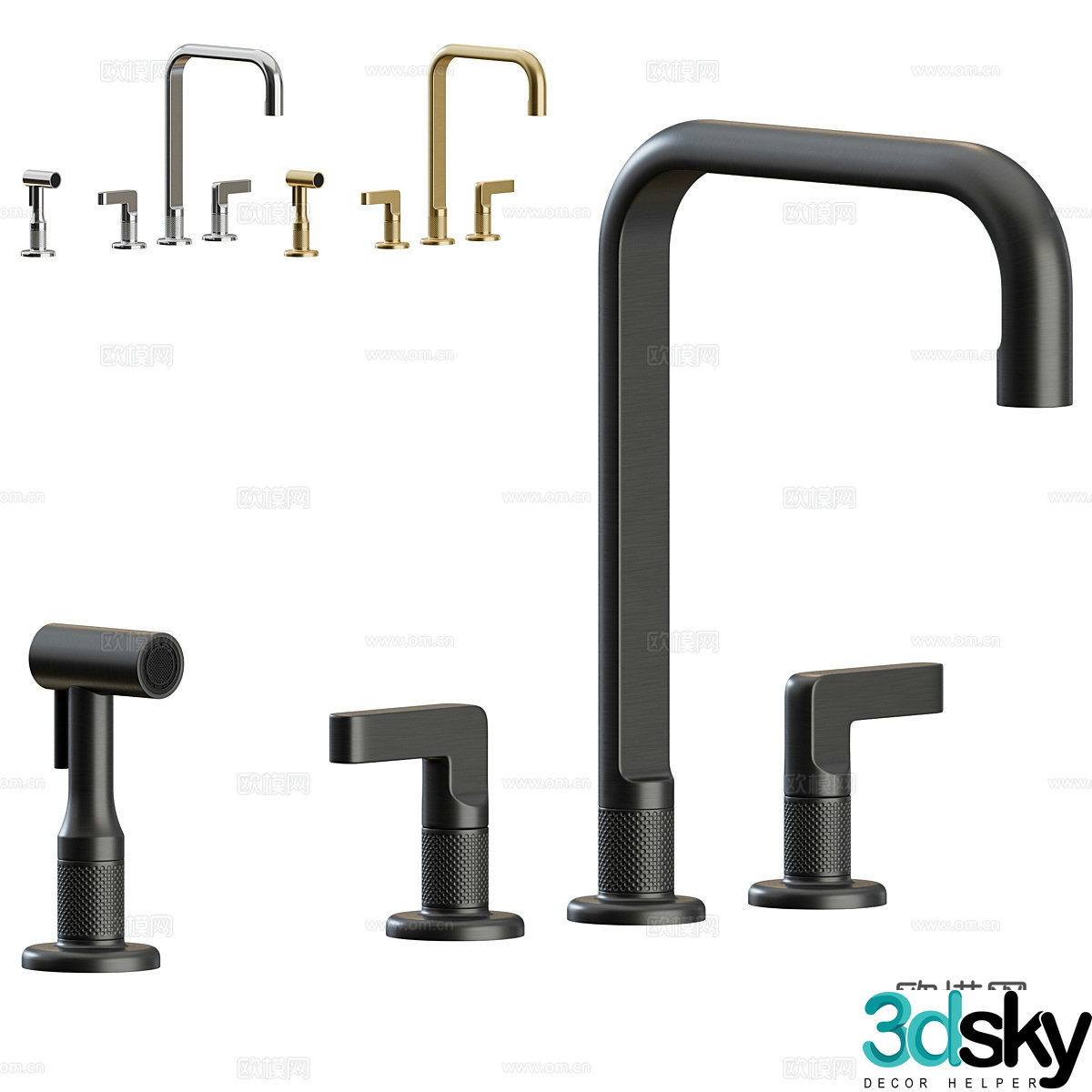 New Chinese Light Luxury Gessi Inciso Kitchen Faucet 3D Model