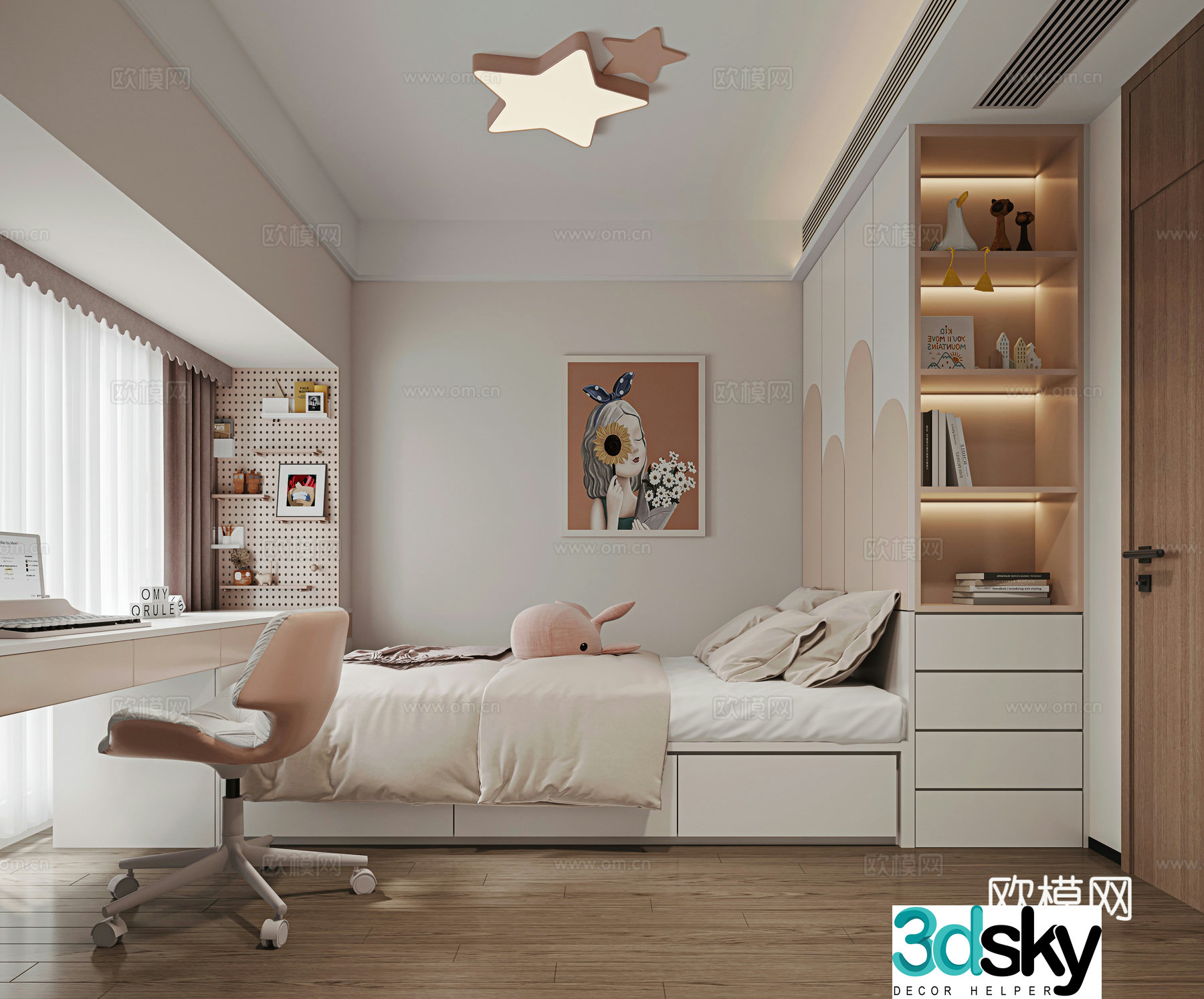 Modern daughter room tatami room 3d model