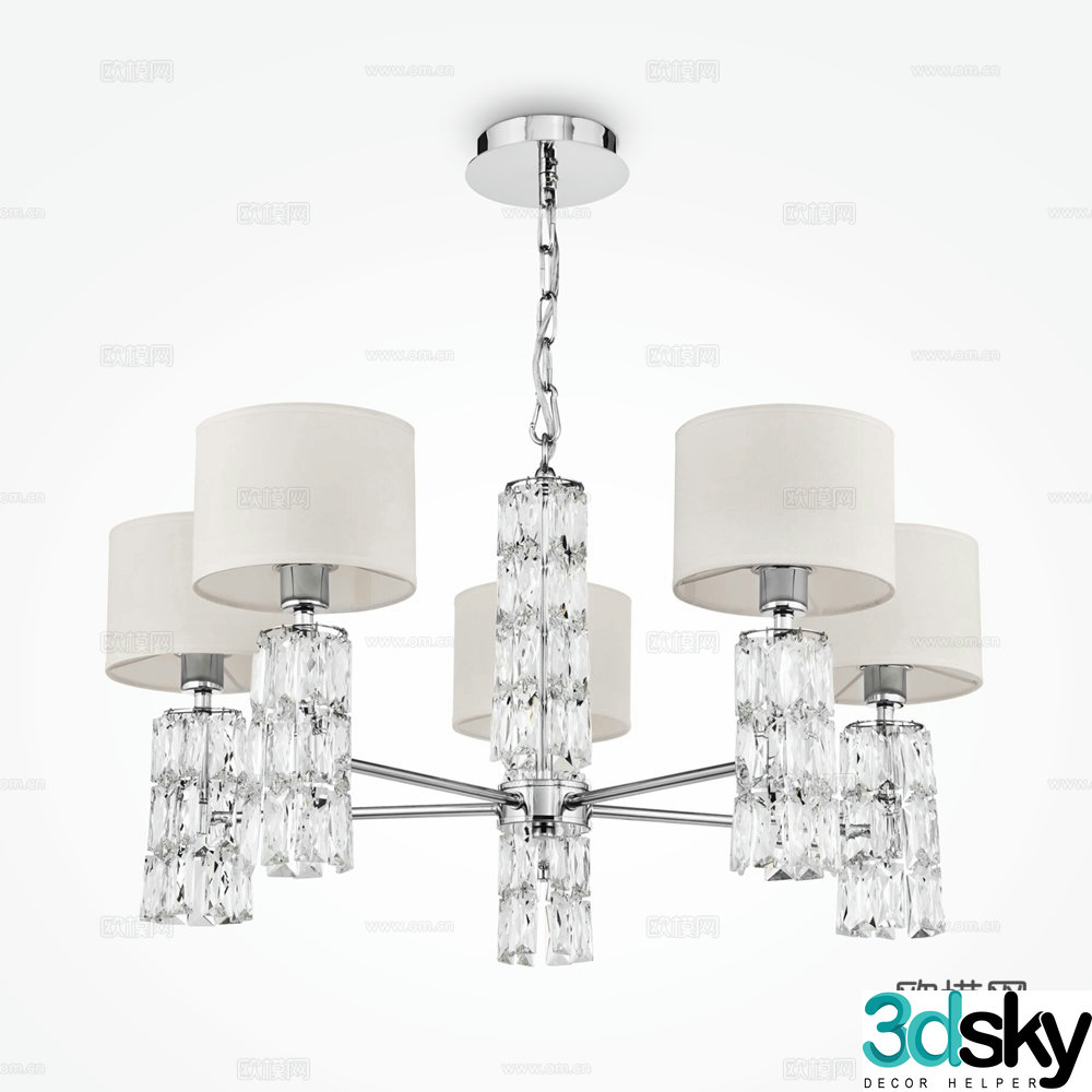 Modern multi-head chandelier 3d model
