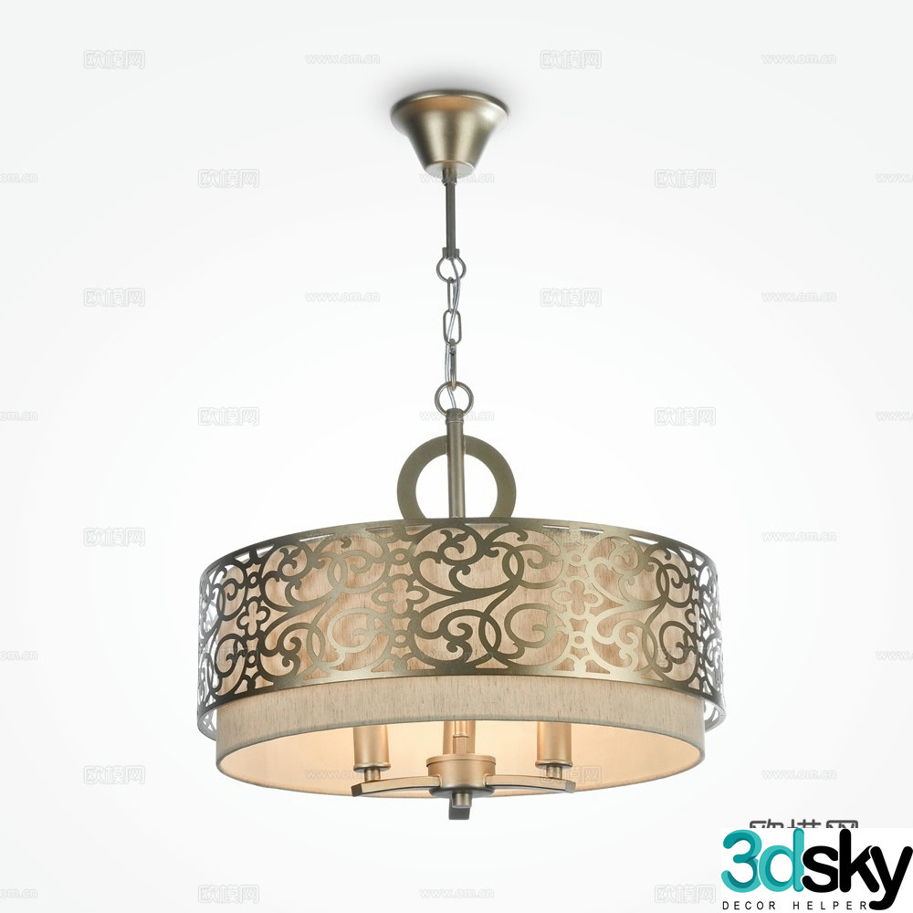 Simple European metal chandelier 3d model