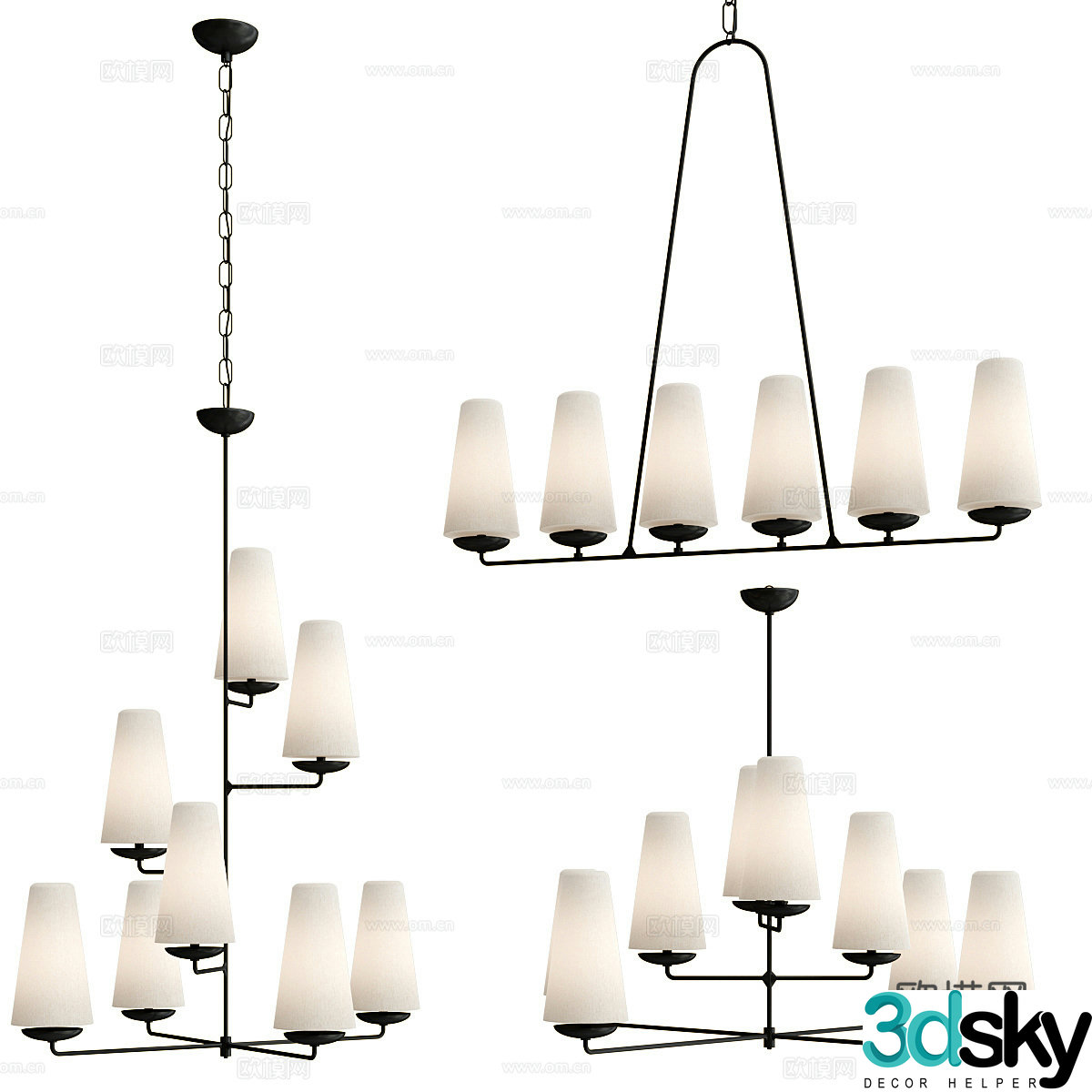 New Chinese style Fontaine chandelier 3d model