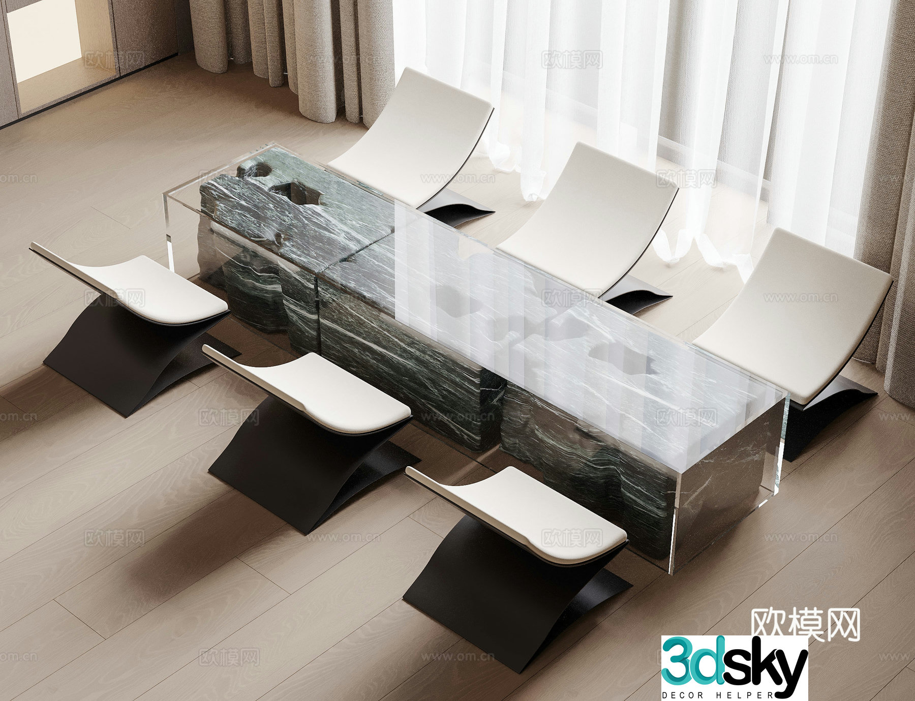 Modern casual table and chair 3d model
