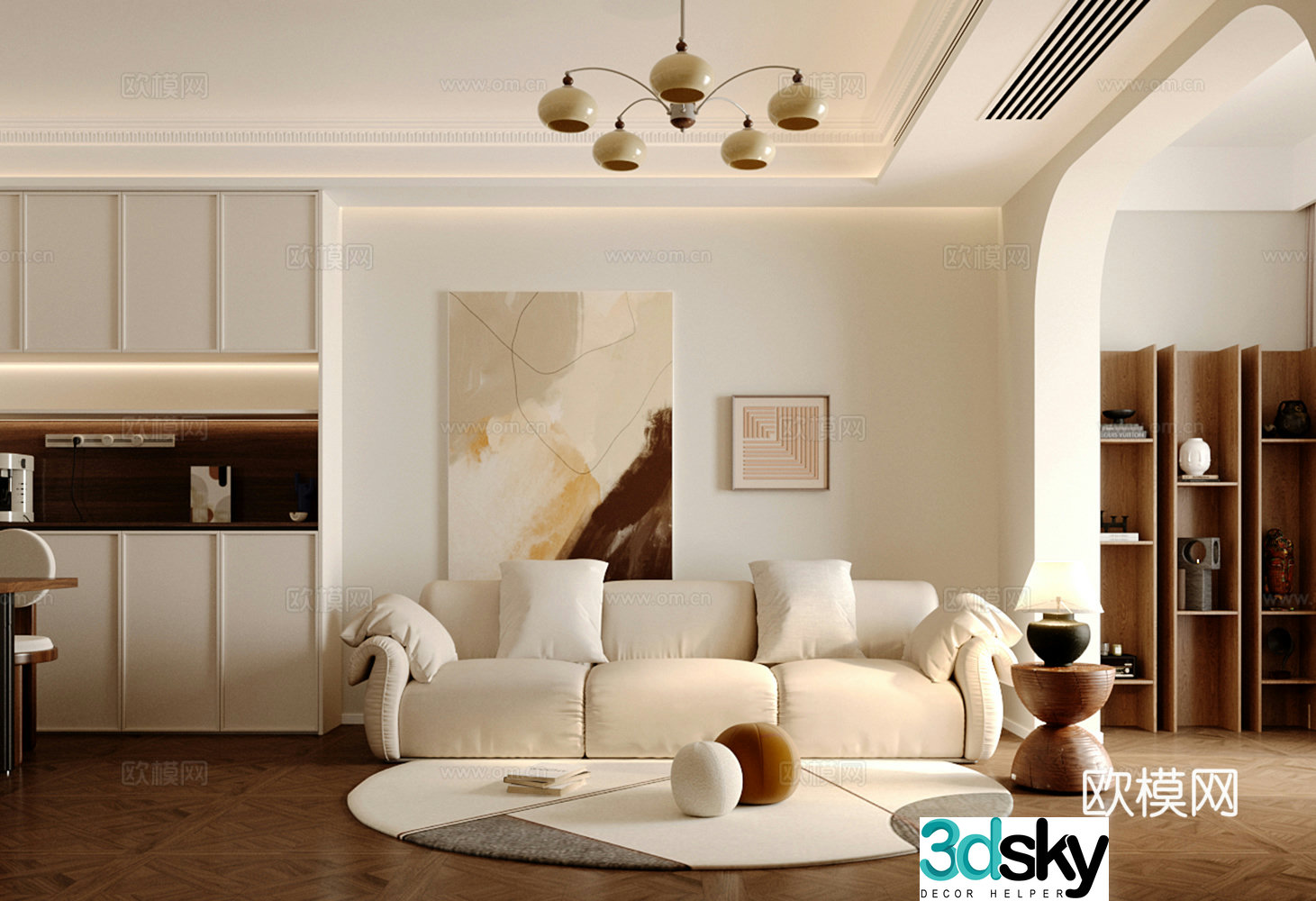 Waviva Home Living Room Small Living Room Sofa Coffee Table Combination 3D Model