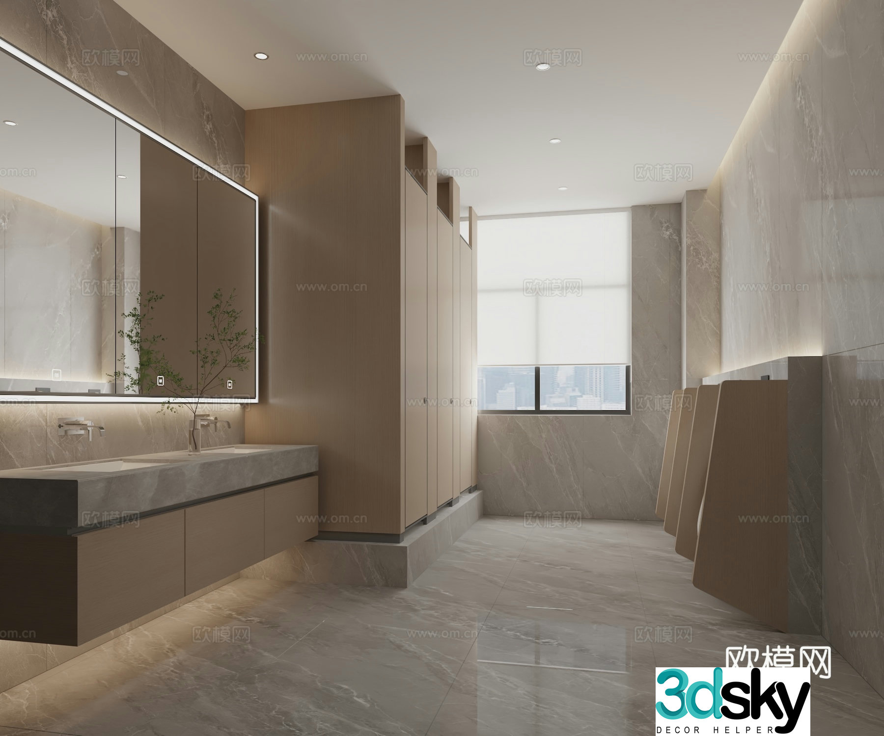 Modern work bathroom 3D model