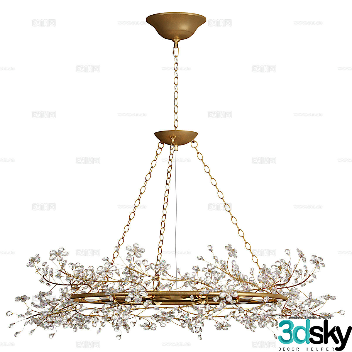 New Chinese light luxury Fiore Crown decorative chandelier 3D model