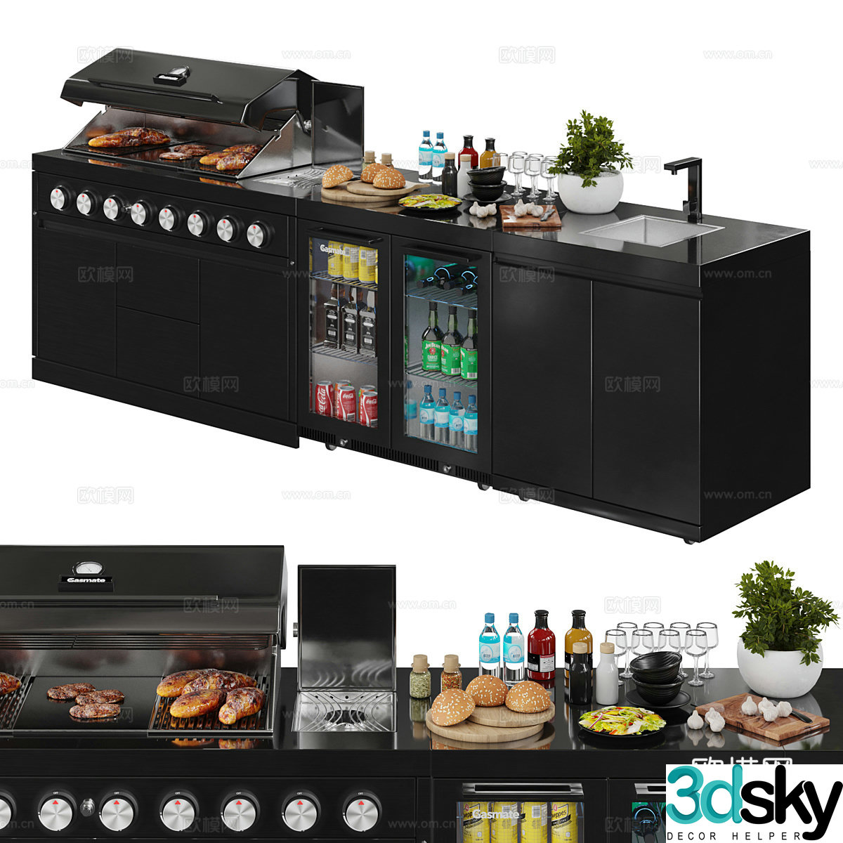Modern outdoor barbecue oven 3d model
