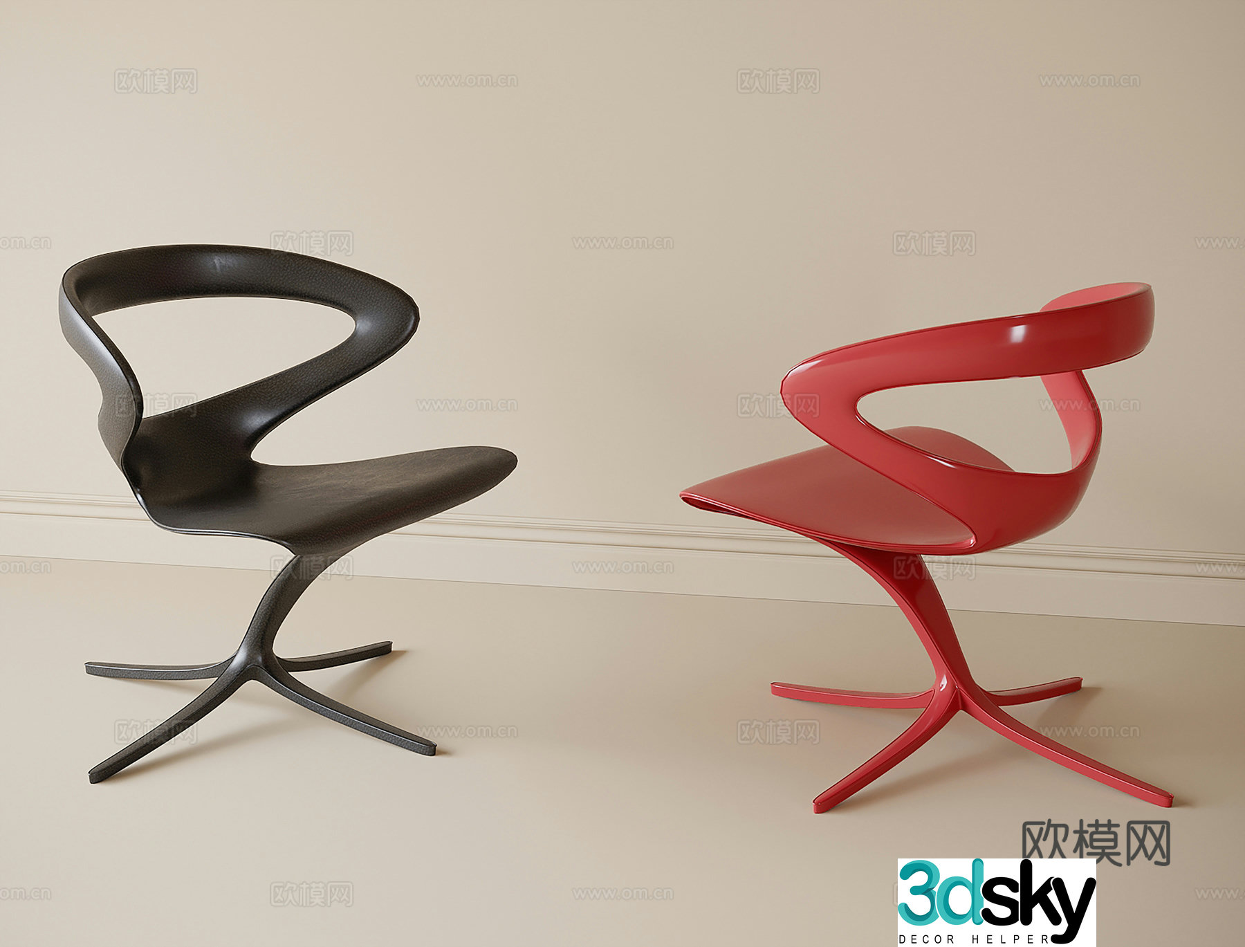 Modern single chair dining chair book chair tea chair 3d model