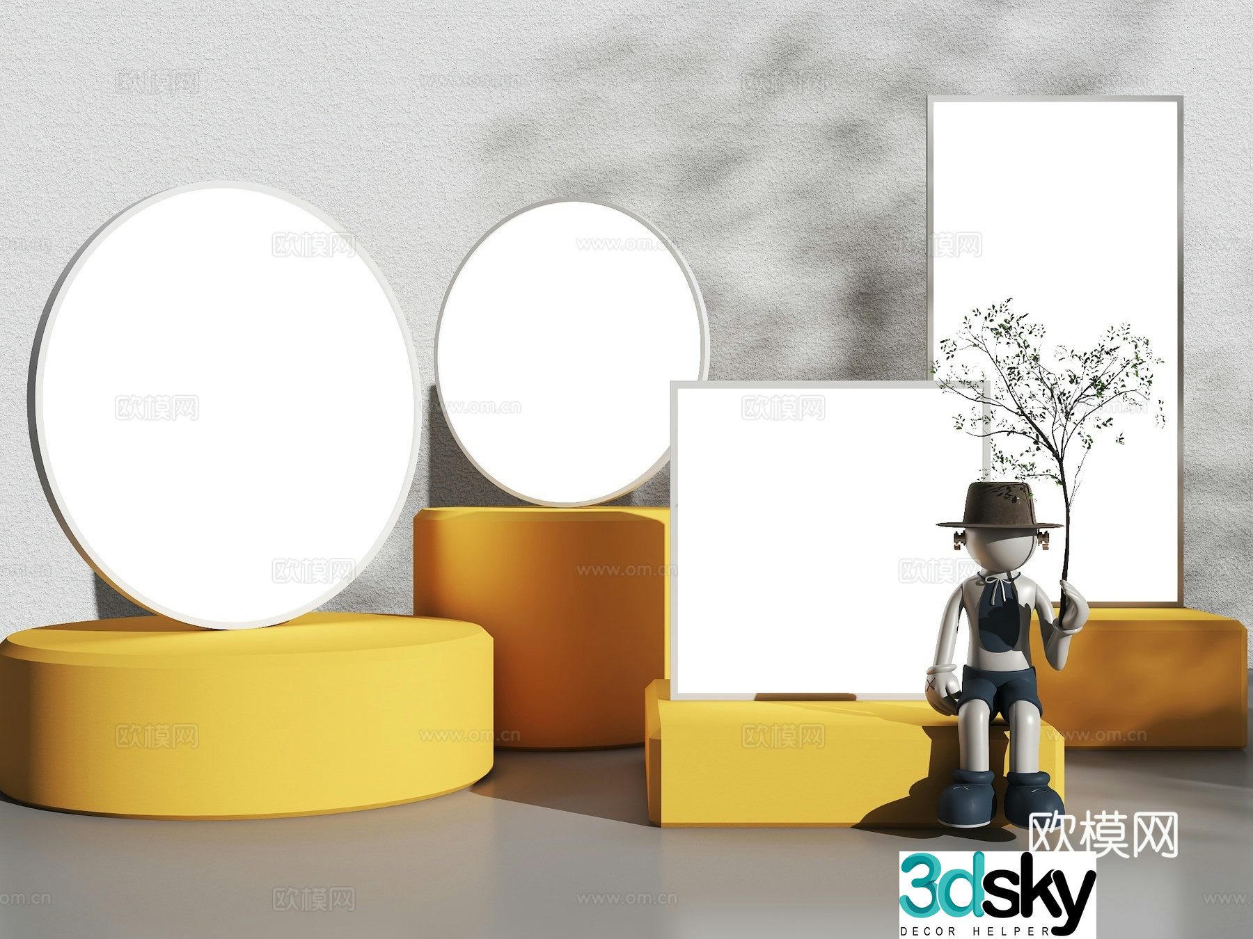 Round ceiling lamp Disc lamp Narrow edge ceiling lamp Square ceiling lamp White lamp film and simple 3D model