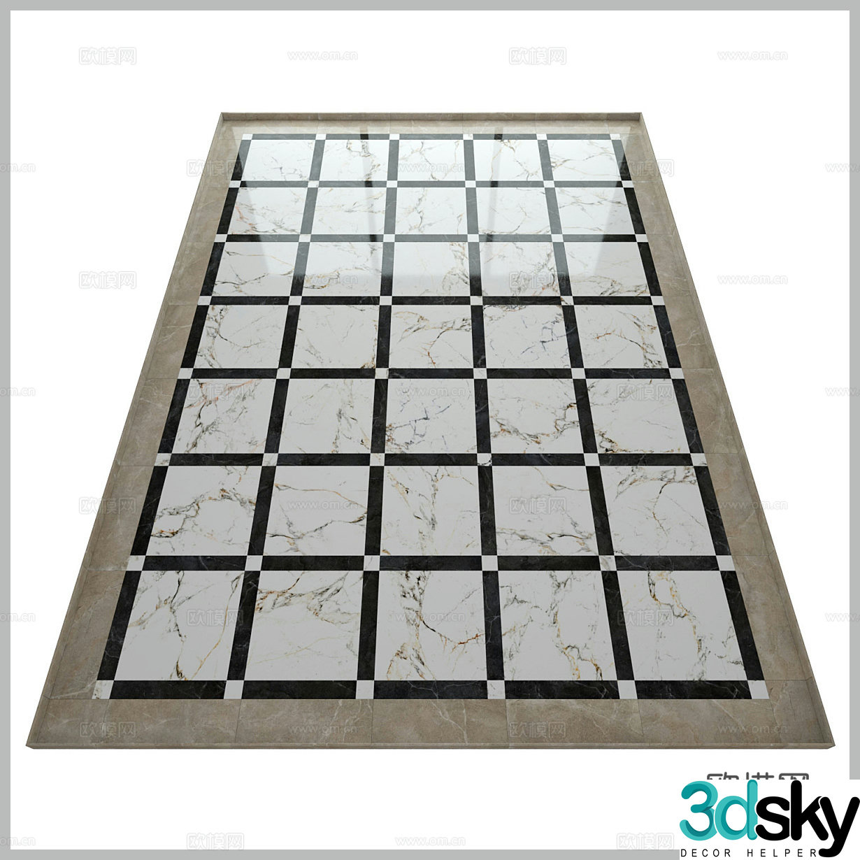 Hotel floor tiles flower tiles lattice floor tiles bathroom tiles kitchen and bathroom tiles 3D model
