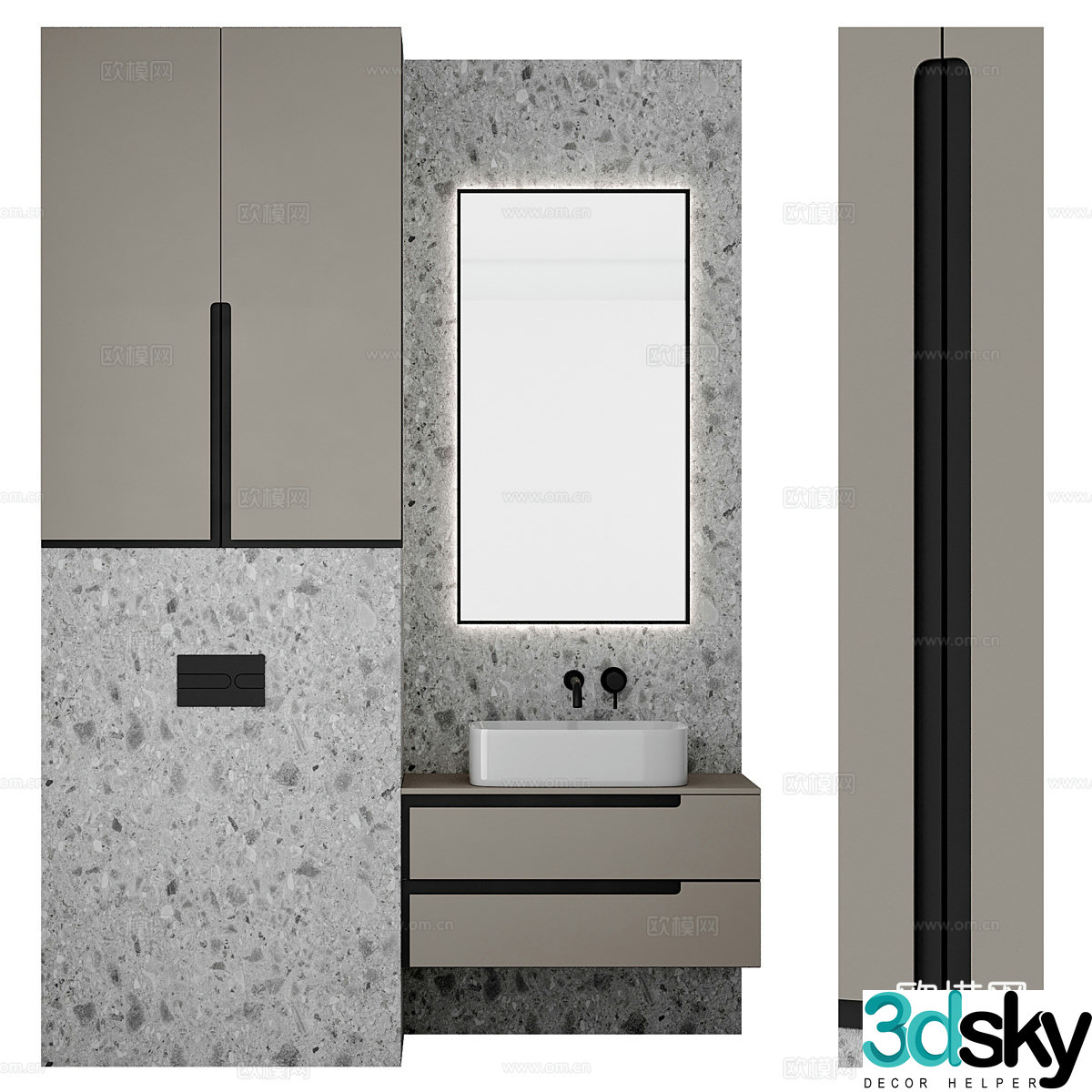 New Chinese style bathroom cabinet 3D model