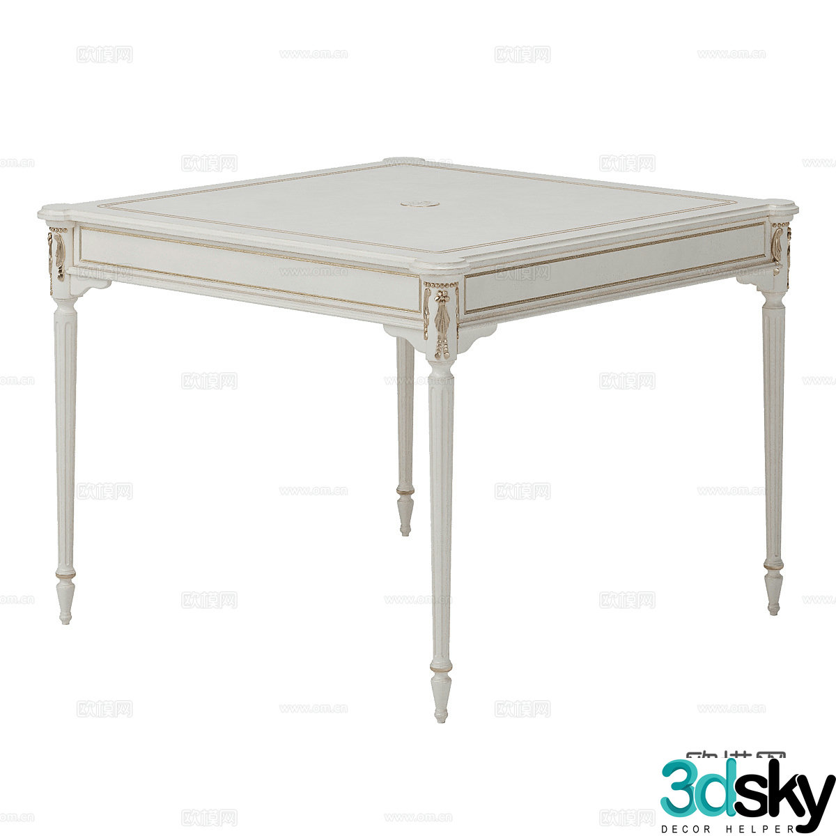 Simple European square table dining table negotiation table classic square table retro table 3d model