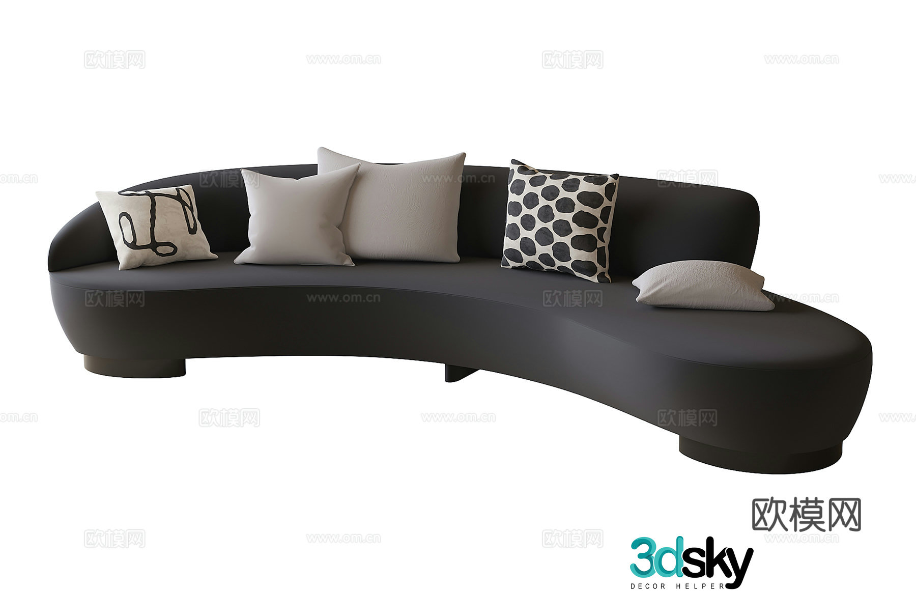 Modern curved sofa office sofa 3d model