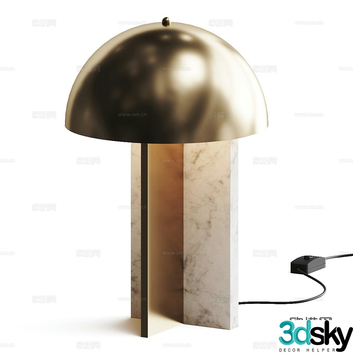New Chinese light luxury Curio dome desk lamp 3D model