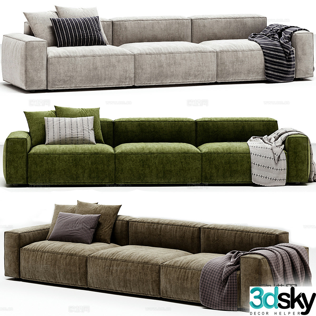 Modern Italian CAIROLI three-person sofa 3d model