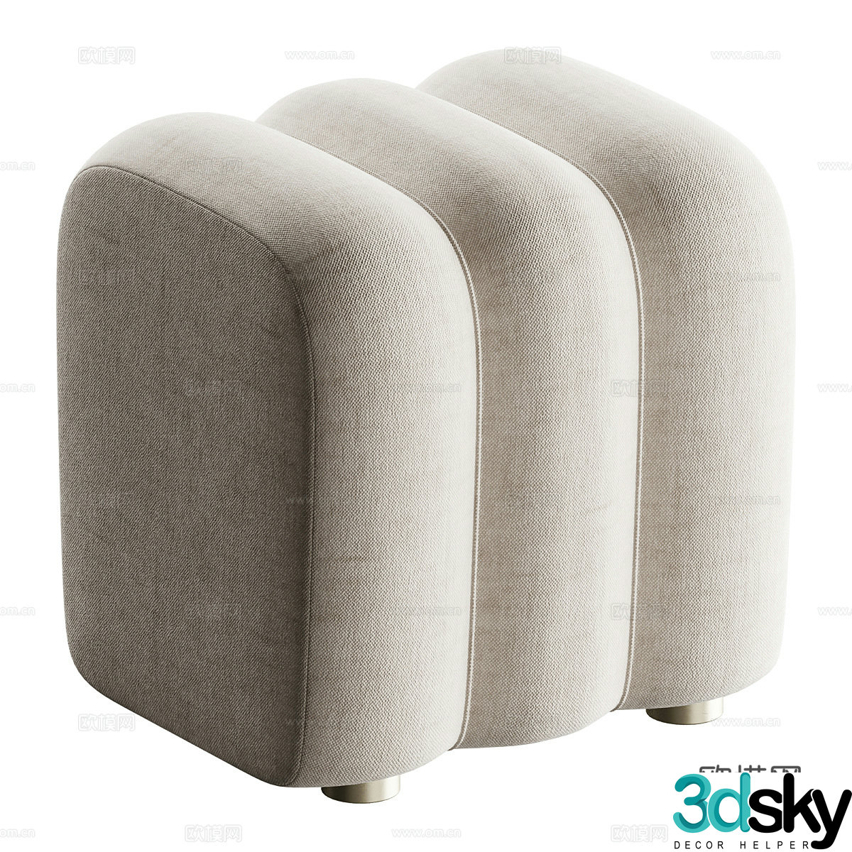 Modern cream style fabric stool 3d model