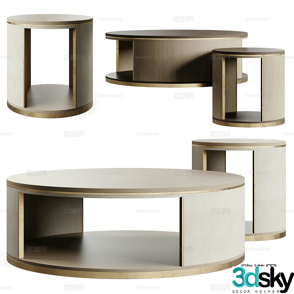 New Chinese light luxury Frato LIVORNO coffee table combination 3D model