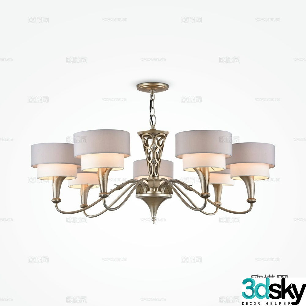 Modern light luxury fabric chandeliers 3D model