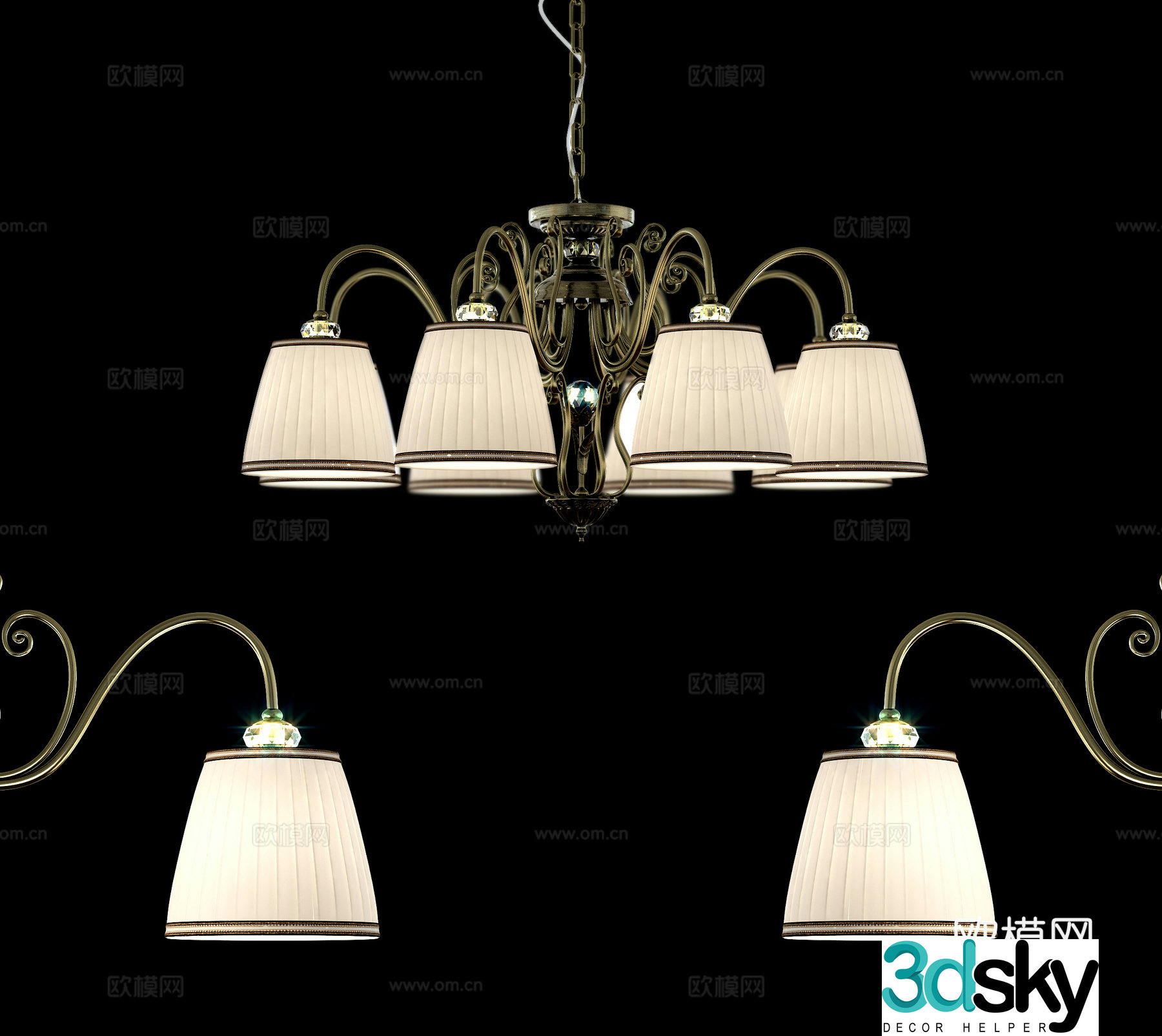 American metal chandelier 3d model