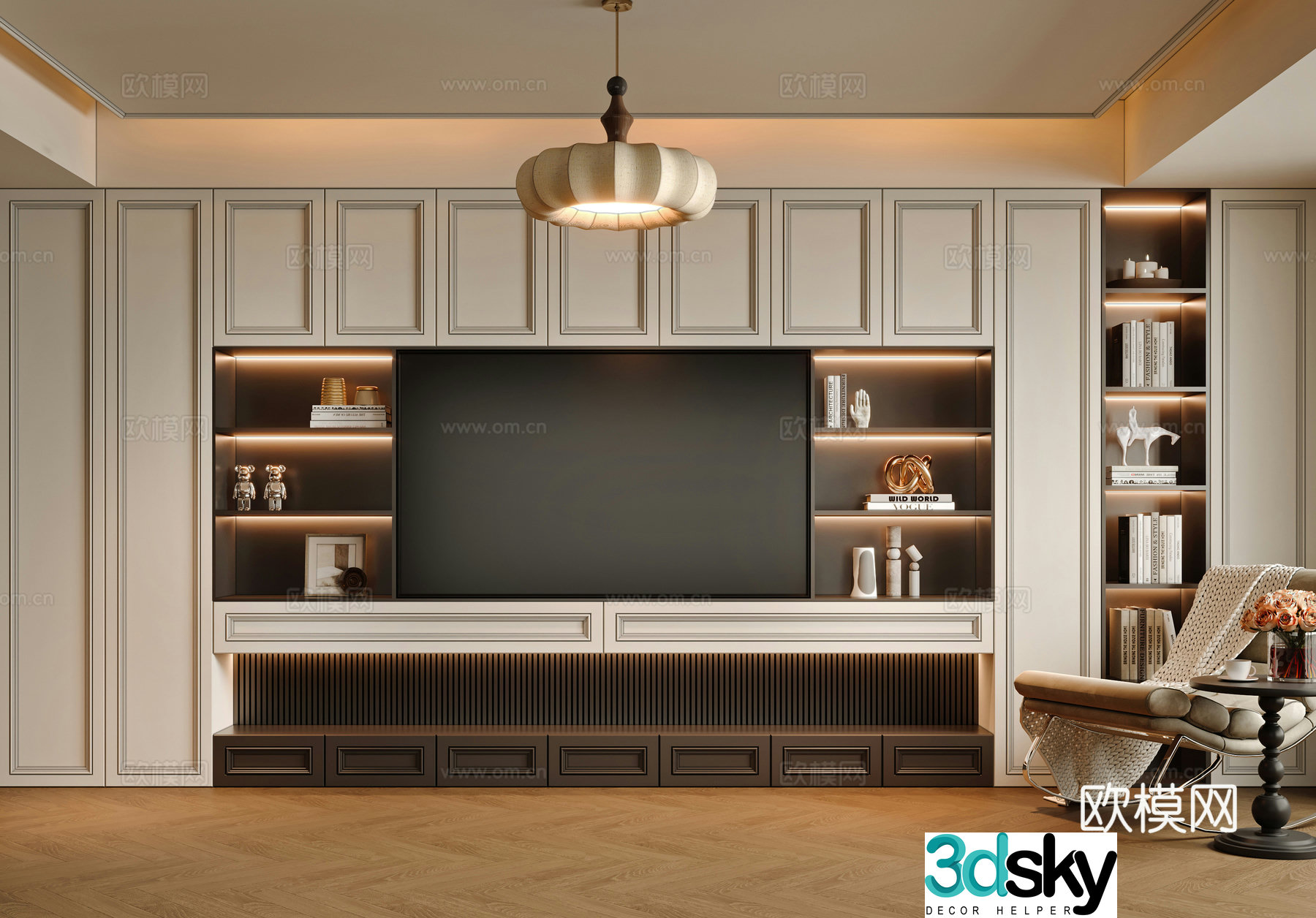 French TV wall 3d model
