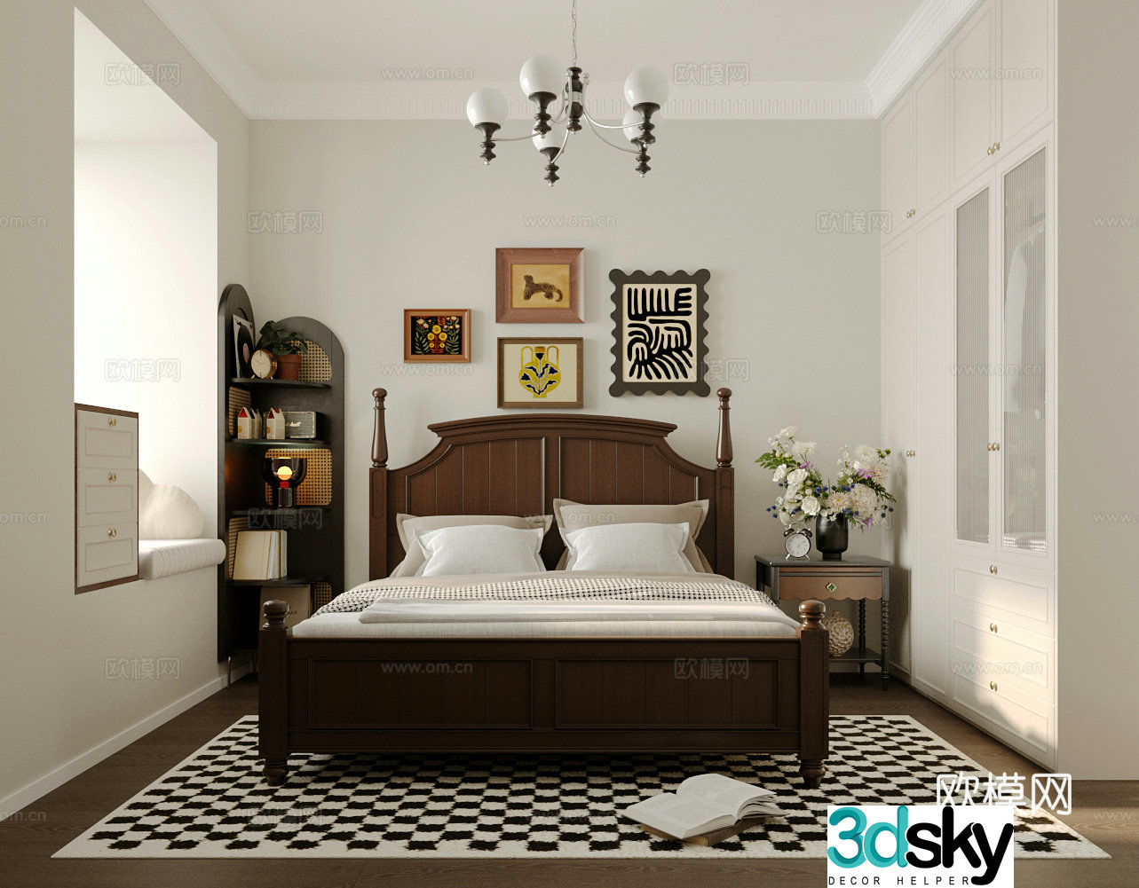 Middle-aged home bedroom master bedroom 3d model