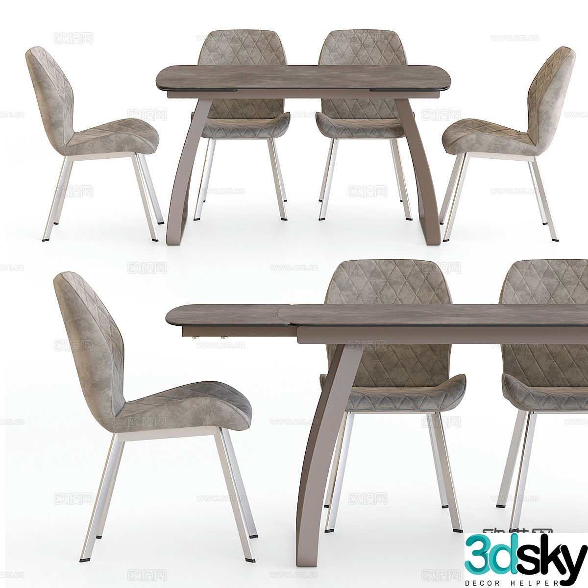 Dining table and dining chair combination 3D model