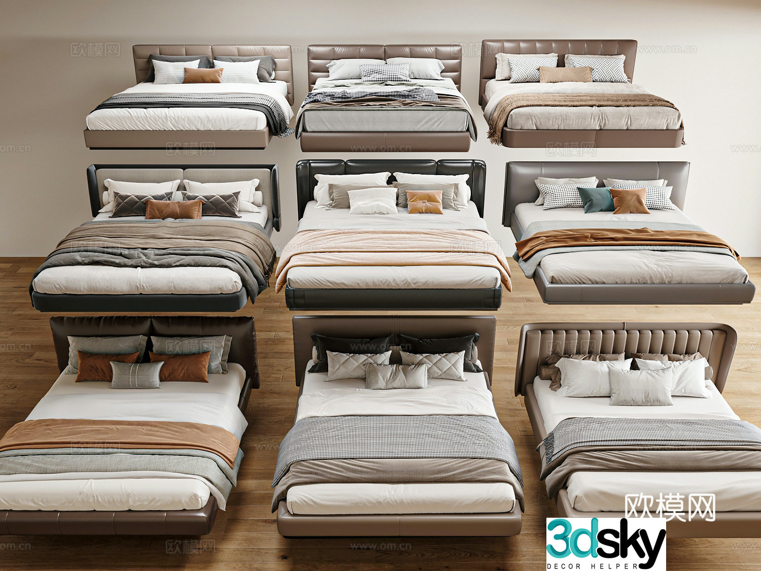 Modern Italian double bed 3d model