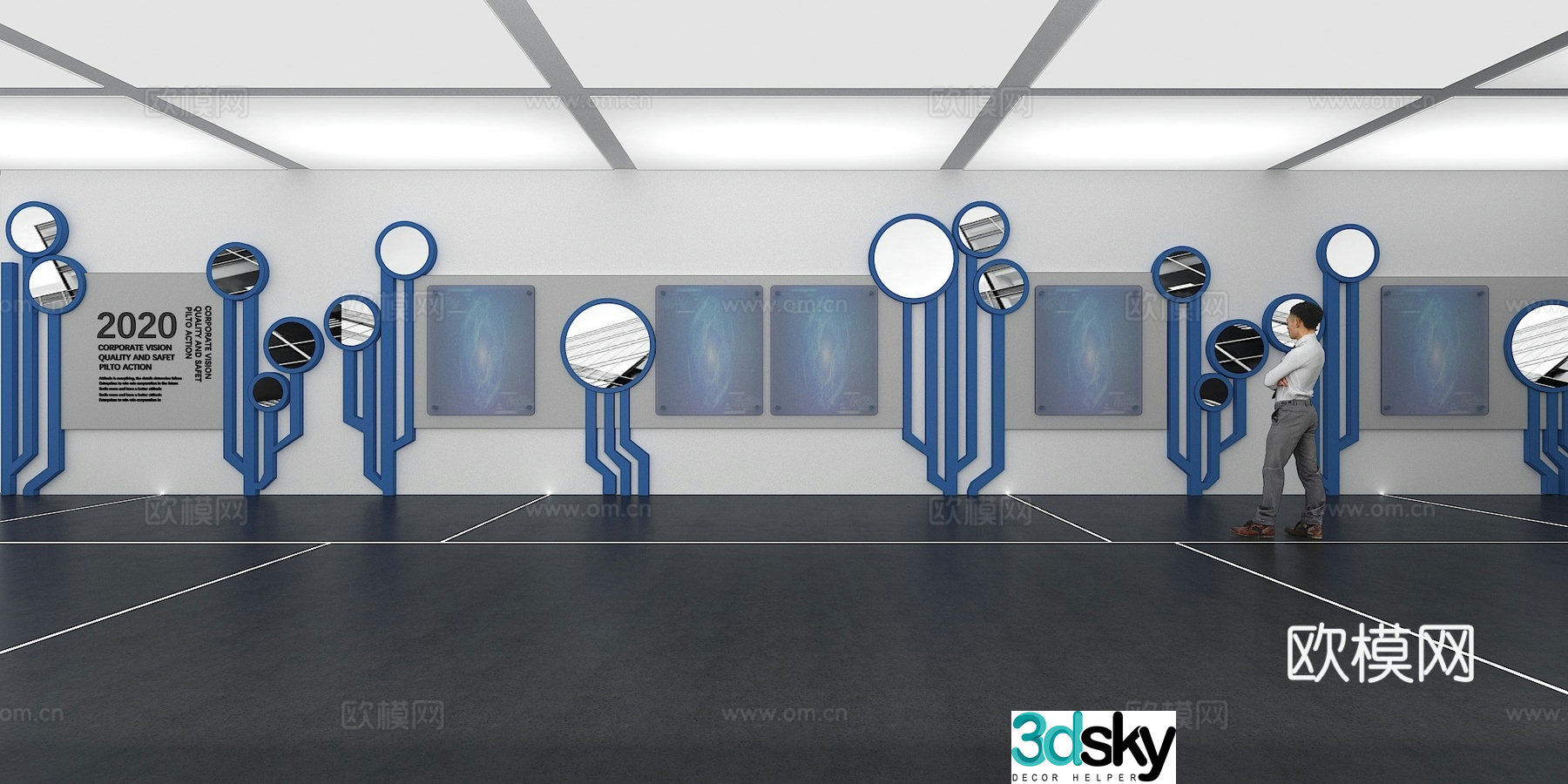 Cultural wall Corporate culture wall Display wall Classroom Exhibition hall Campus culture Corridor 3D model