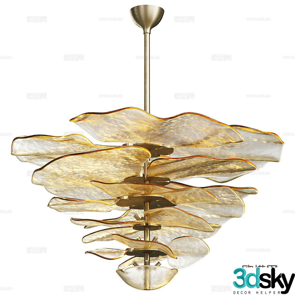 New Chinese style light luxury Lilypad Ambre chandelier 3d model
