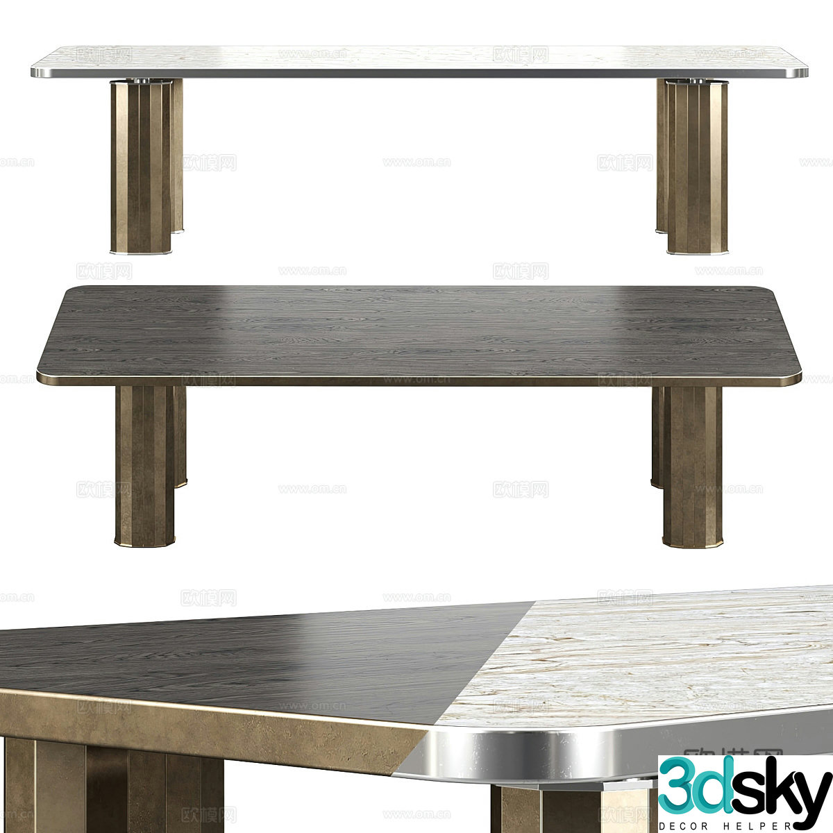 New Chinese style light luxury office conference table 3D model