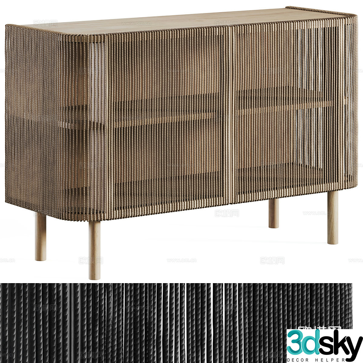 New Chinese Wasabi Bolia Cord Sideboard 3D Model
