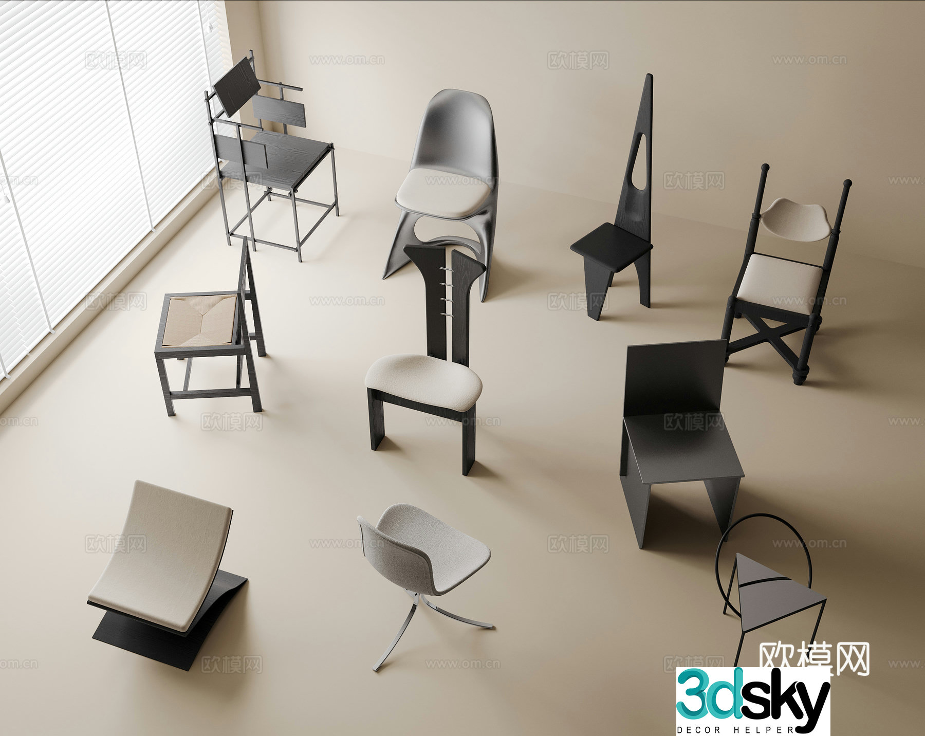 Modern single chair casual chair 3d model