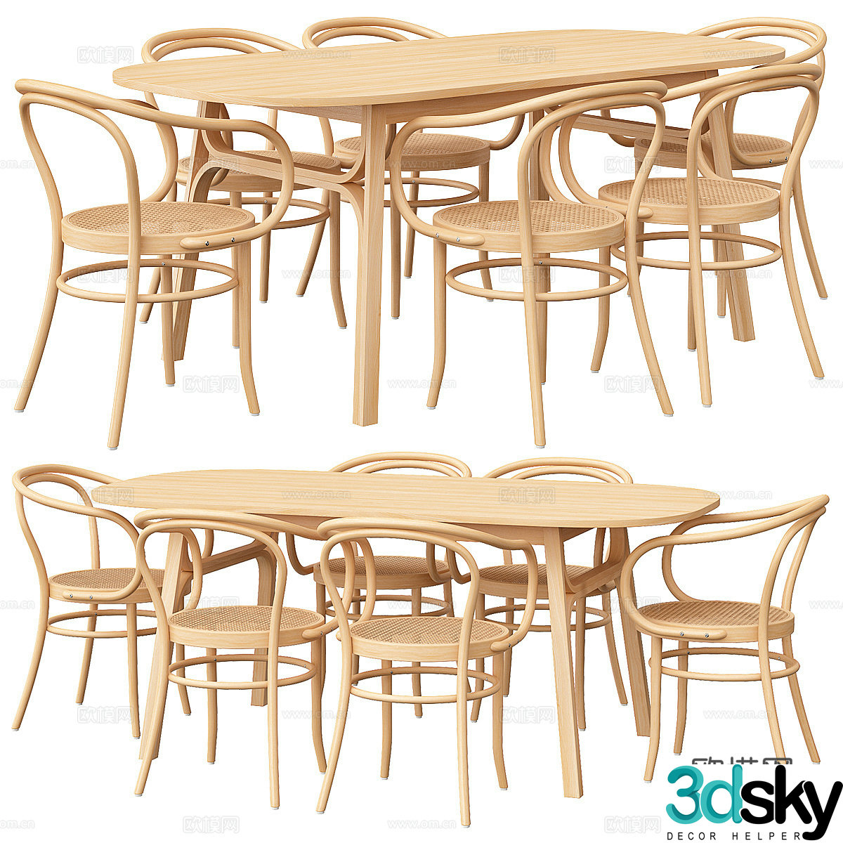 Dining table and dining chair combination 3D model