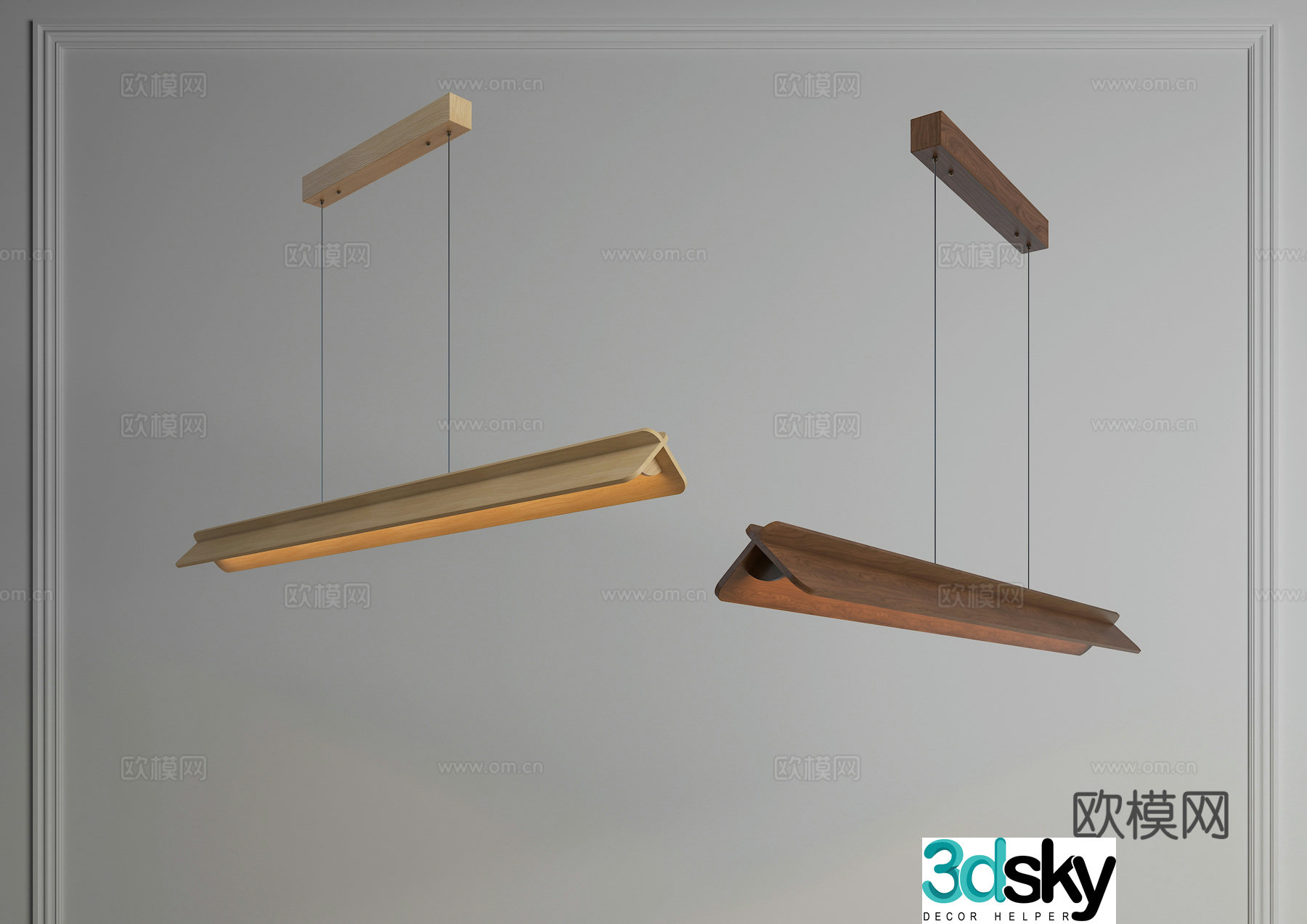 Modern chandeliers long strip chandeliers log chandeliers one-line chandeliers Nordic chandeliers restaurant chandeliers 3D model