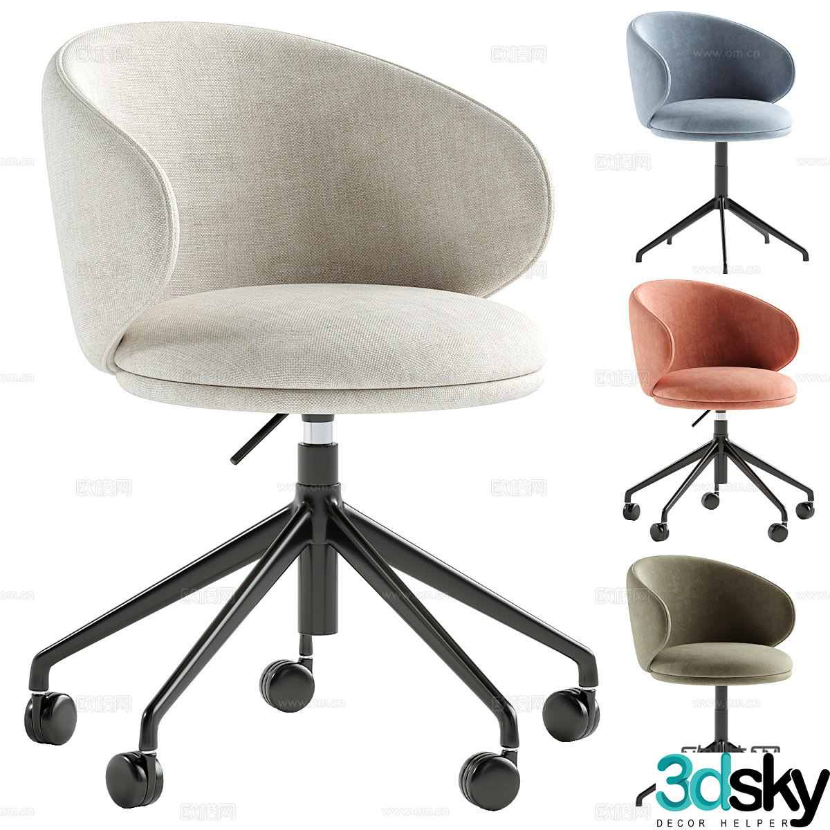 Simple office chair Staff chair Staff chair Fabric office chair Single chair Leisure chair Rotating 3D model
