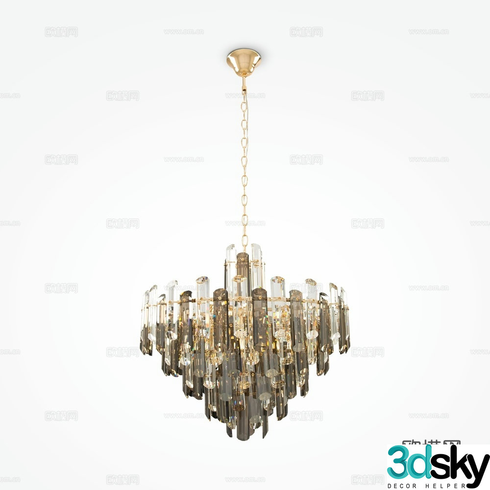 Modern light luxury crystal chandeliers 3D model