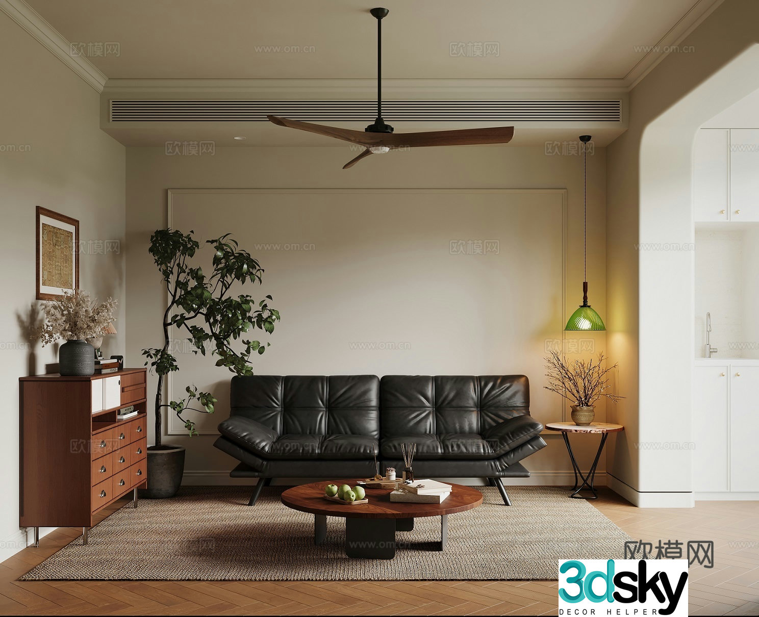 3D model of medieval style living room restaurant