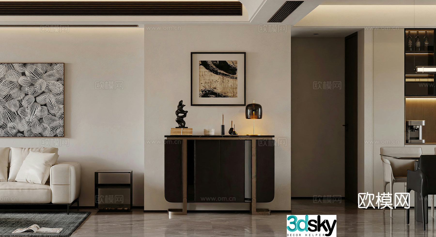 Modern porch cabinet Decorative cabinet Porch opposite wall Decorative wall Entrance aisle ornament 3D model