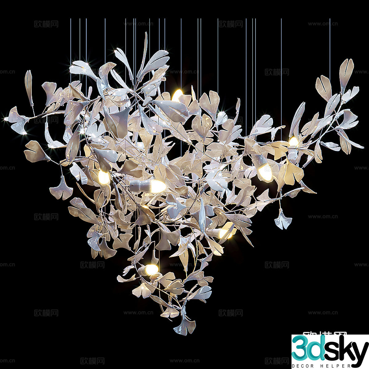 New Chinese style light luxury decorative chandelier 3D model